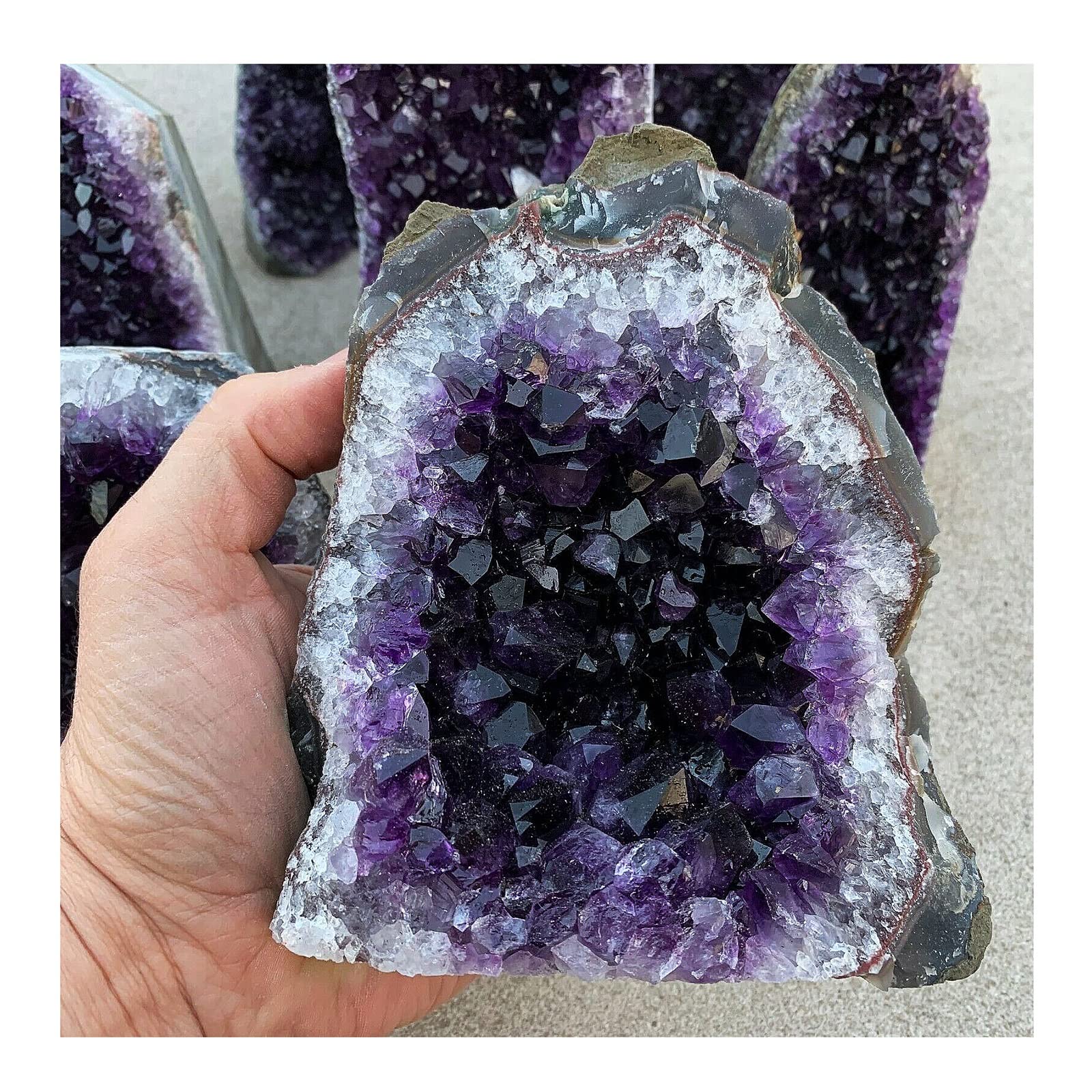 LQYXGS Crystal Stone Home Decor Natural Amethyst Geode Quartz Cluster Crystal Specimen(740-800g)