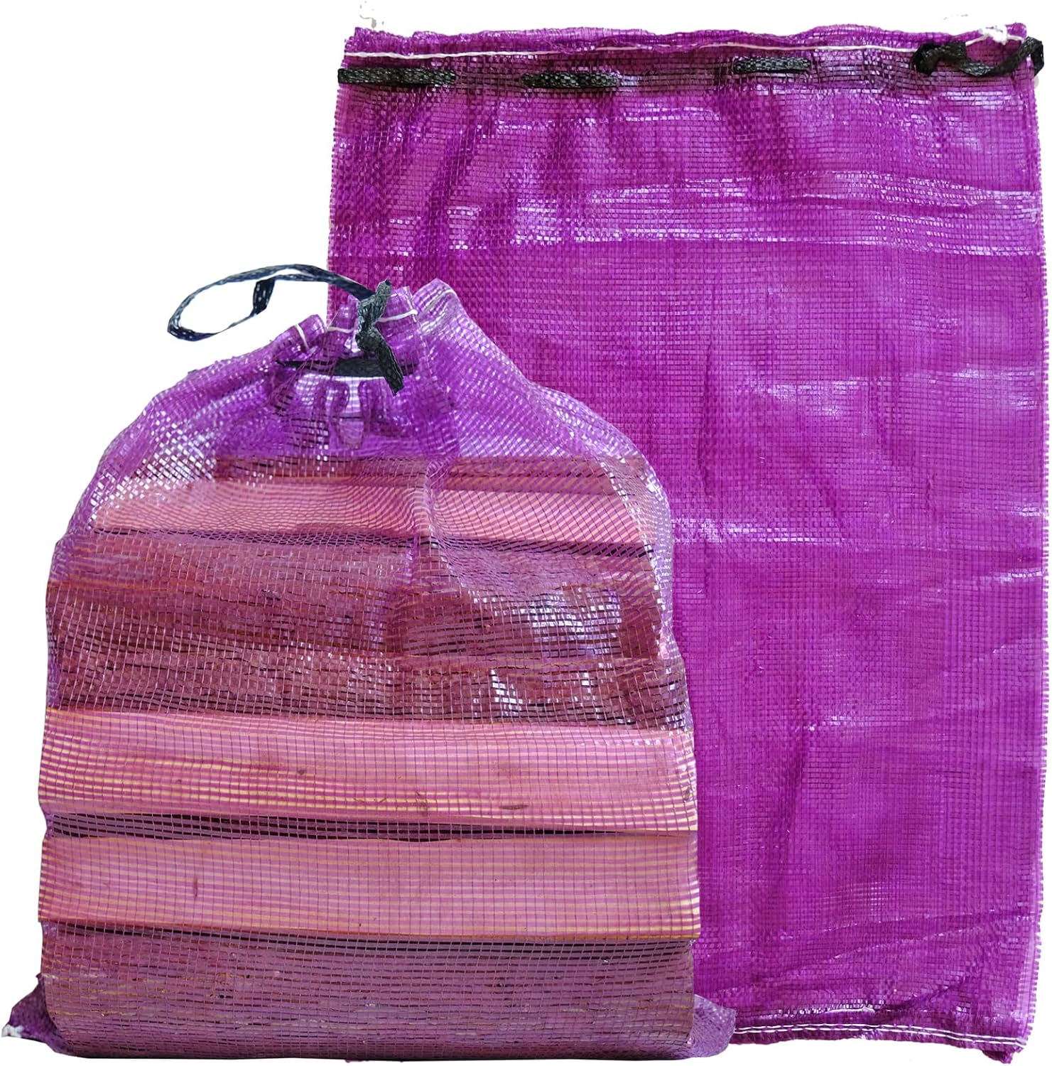 Mesh Firewood Bags 22"×32" 150 Per Pack Crawfish Sacks, Firewood Bags for Selling, Onion Bag Storage Potato Sacks Mesh Wood Bag Bulk (Pack of 150) 22 x 32 Inch Pack of 150 Purple