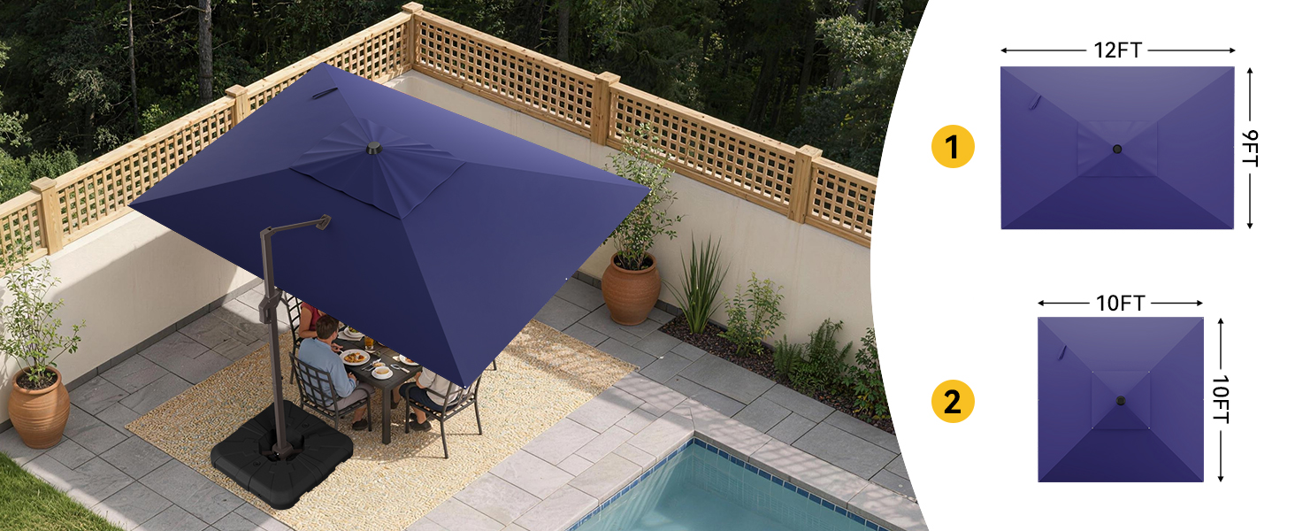 ZLACUIU 9x12FT Cantilever Patio Umbrella Heavy-Duty Aluminum