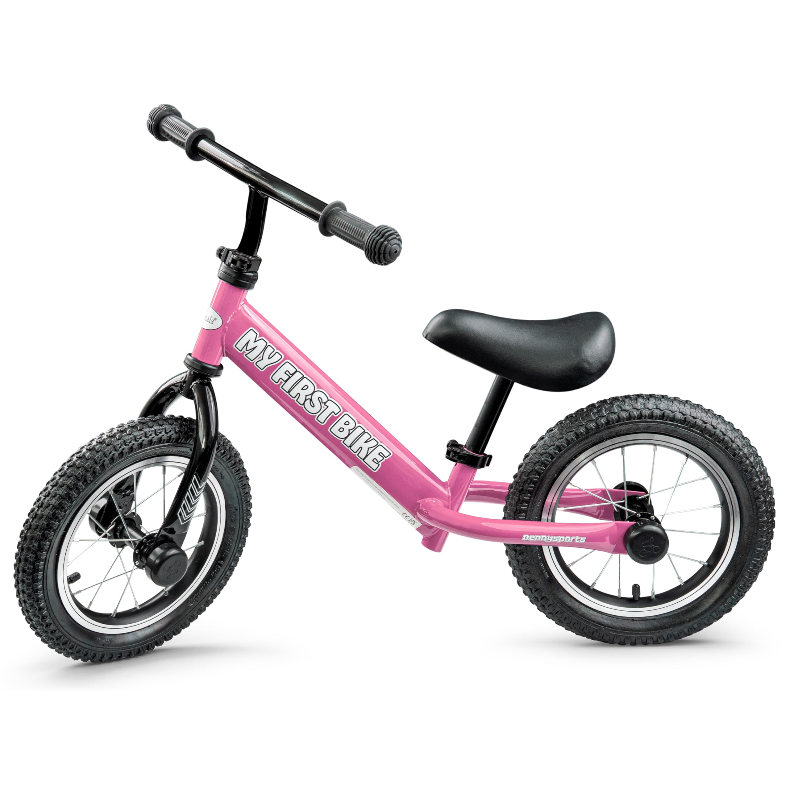 Crystals 12" Kids Balance Bike for Toddlers Ages 2-6, Adjustable Seat & Handlebar, Lightweight No Pedal Training Bicycle with Inflatable Tires, Carbon Steel Frame, 30kg Capacity (Pink)