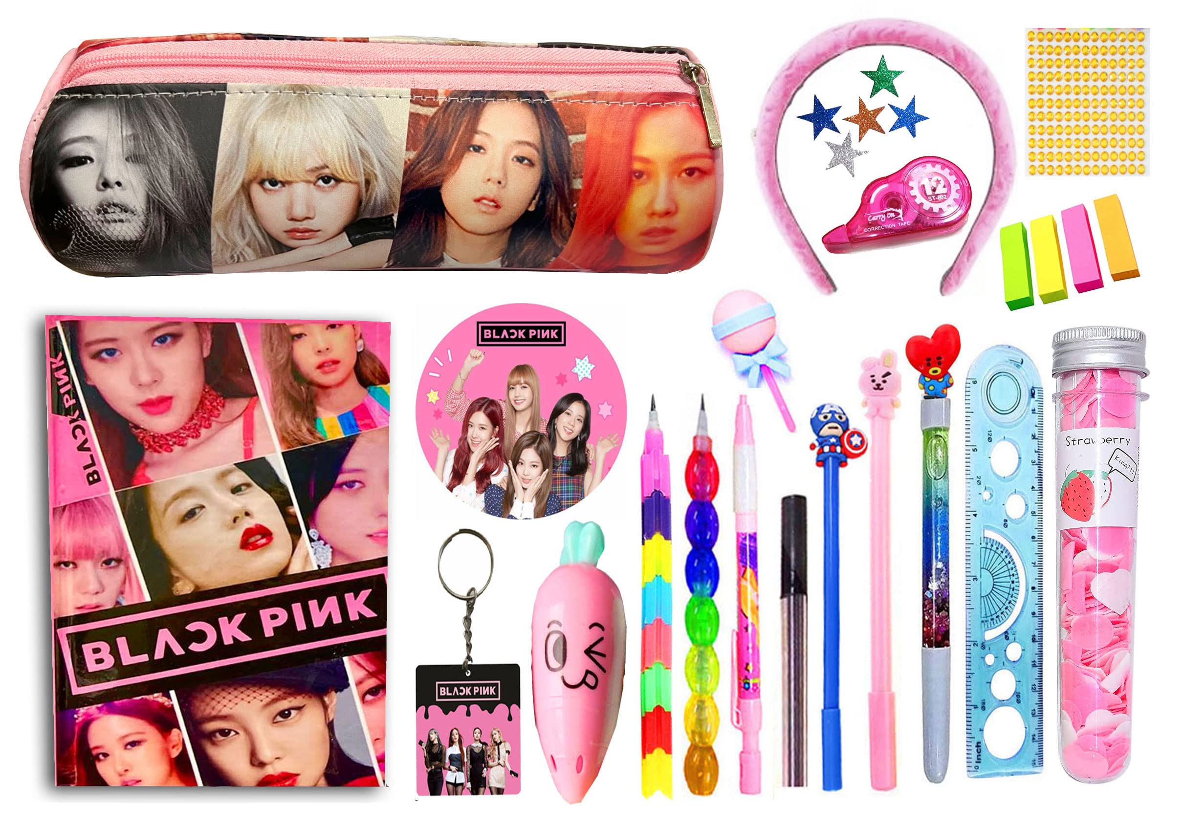KOBBET® Black Pink Complete Stationery Set for Girls 20pcs School Designer Stationery with Black Pink Pencil Pouch, Diary & Stationery Best Return, Birthday Gift Bts Stationery Set for Girls (Style 1) (B0C4KZPVD2) Amazon Price History, Amazon Price Tracker