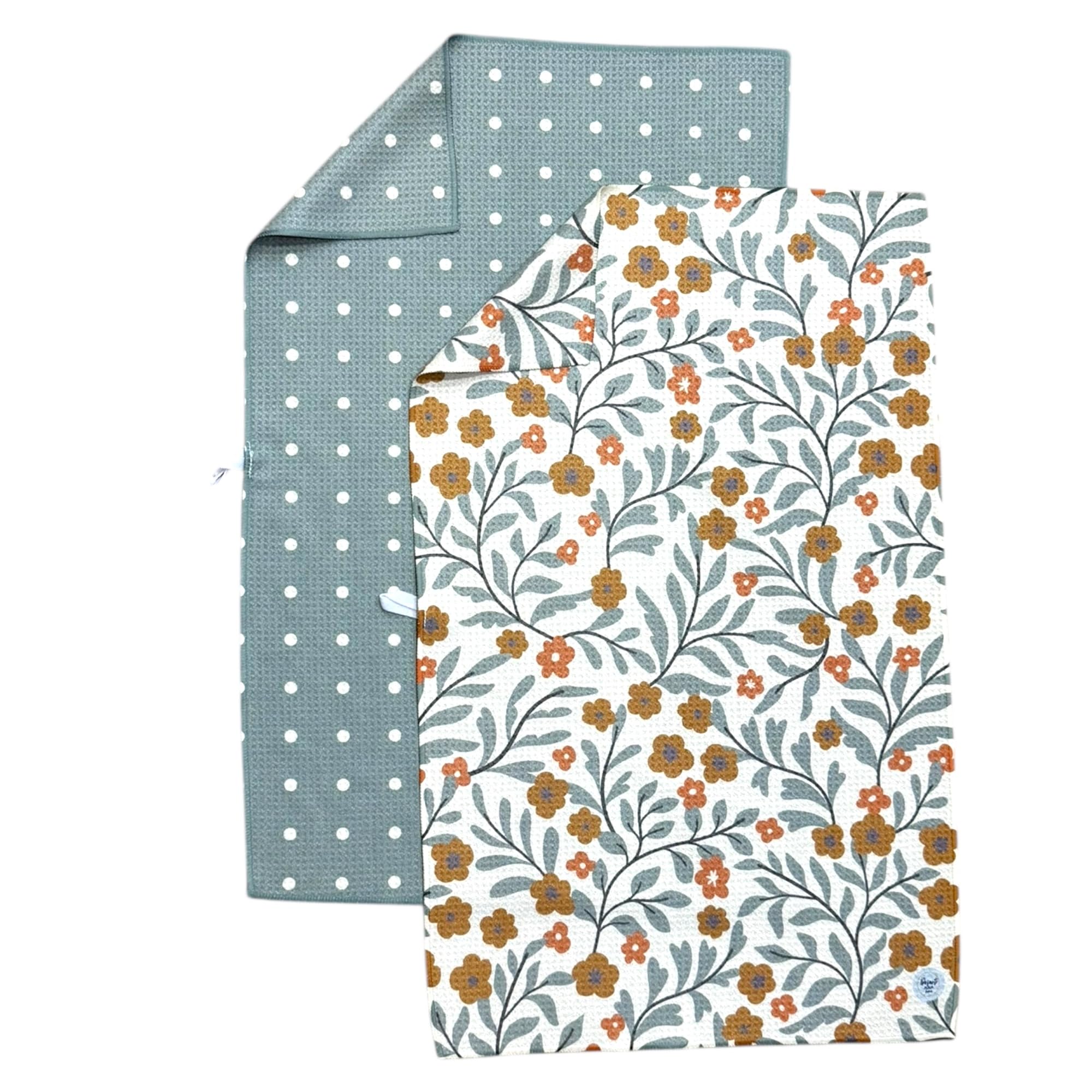 Desert Aqua 2 Pack || Double Sided|| Not Your Ordinary Kitchen Towels || Dish Towels || Quick Dry || Waffle Weave Microfiber || Designer Prints ||