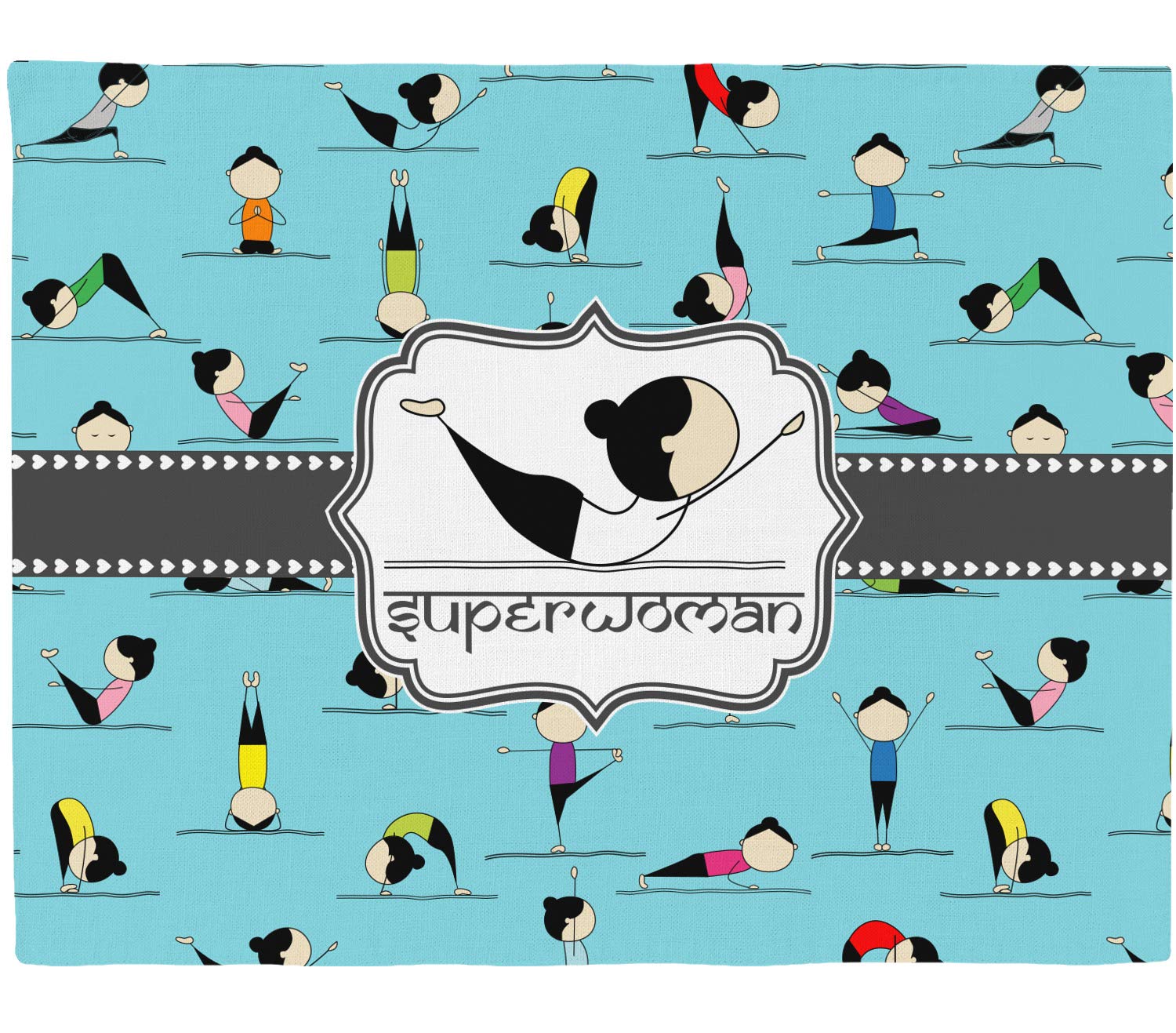 Personalized Yoga Poses Woven Fabric Placemat - Twill w/Name or Text