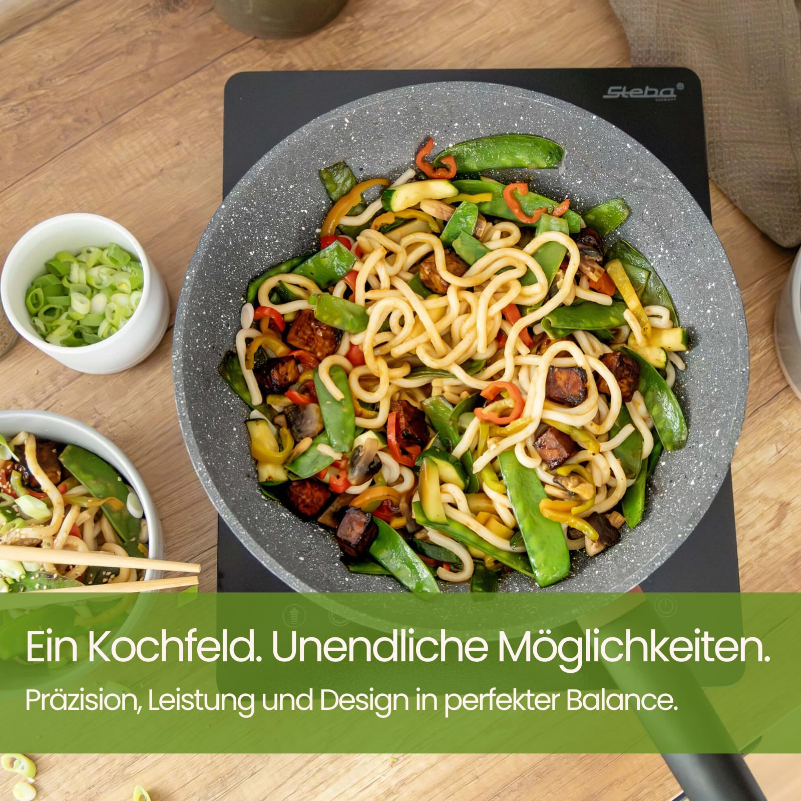 Steba IK 35 Ultra-Flat Induktionskochfeld 25 cm Mattglas | 9 Stufen, Slide & Touch, 200–2000 W, Timer, Booster & Kindersicherung