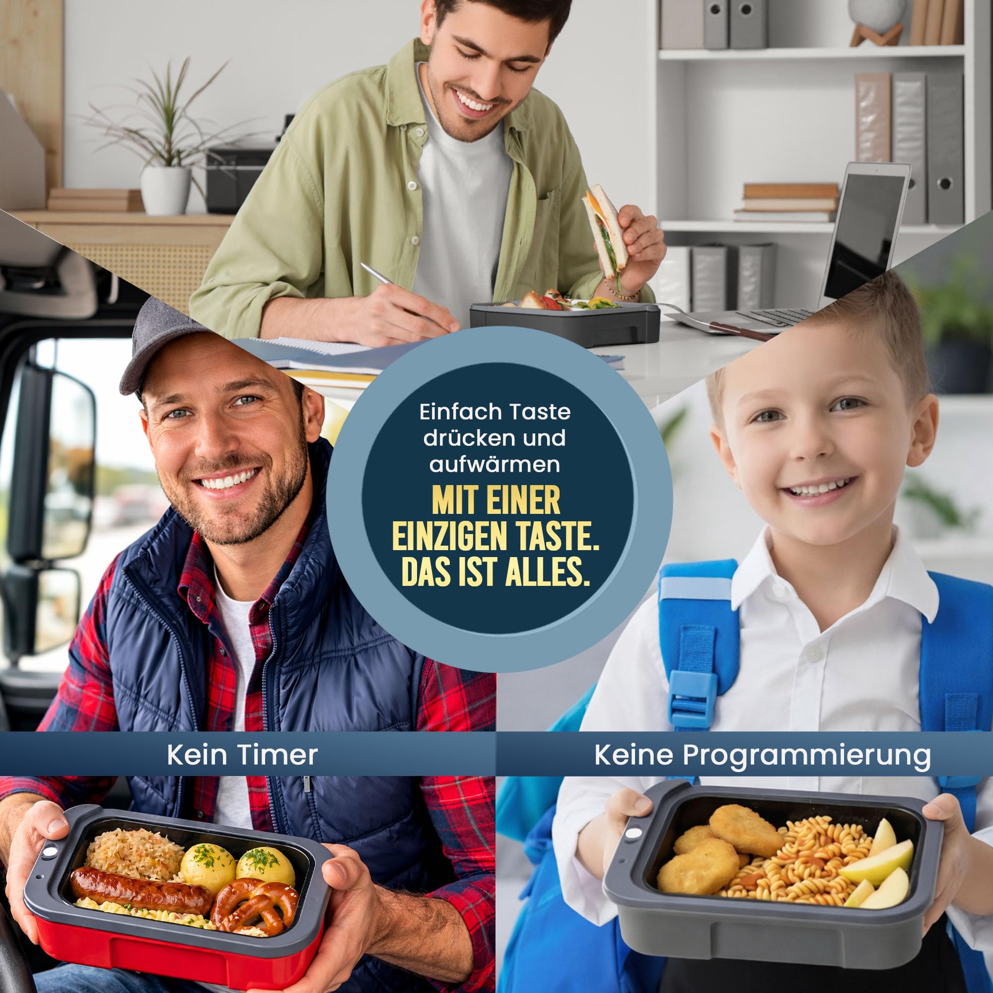 Hot Bento Plus – Elektrische Lunchbox mit Akku, Selbstheizend, Kabellos, Speisenwärmer, Aufladbare Elektrisch Beheizbare Lunchbox – Ozeanblau