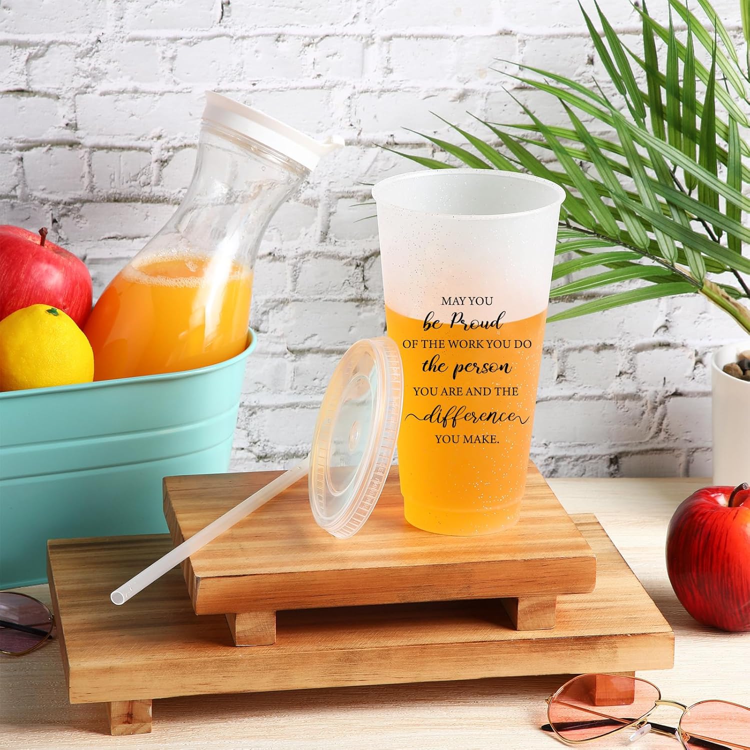 Zhehao 20 Pcs Thank You Cup Tumblers Employee Appreciation Gifts Bulk, 24 oz Plastic Coffee Cups with Straws and Lids, Team Gifts for Staff Coworker Friends(Bright Colors) - Image 7