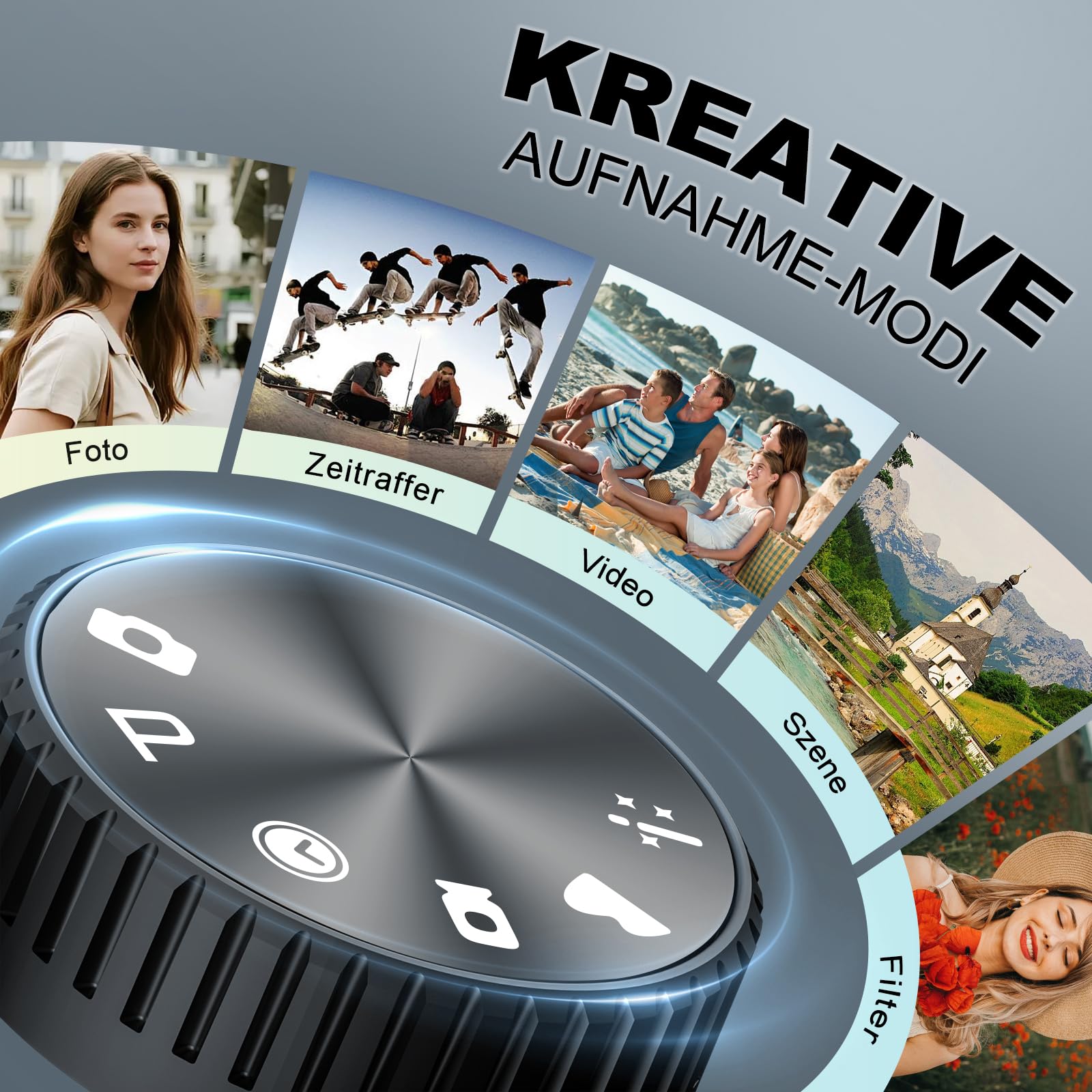 64MP Digitalkamera 8K für Fotografie & Vlogging, 180° Flip Screen Kamera mit WiFi, 16X Zoom, Externes Mikrofon, Weitwinkel- & Makroobjektiv, 2 Akkus & 64GB SD-Karte Komplettset (Classic Schwarz)