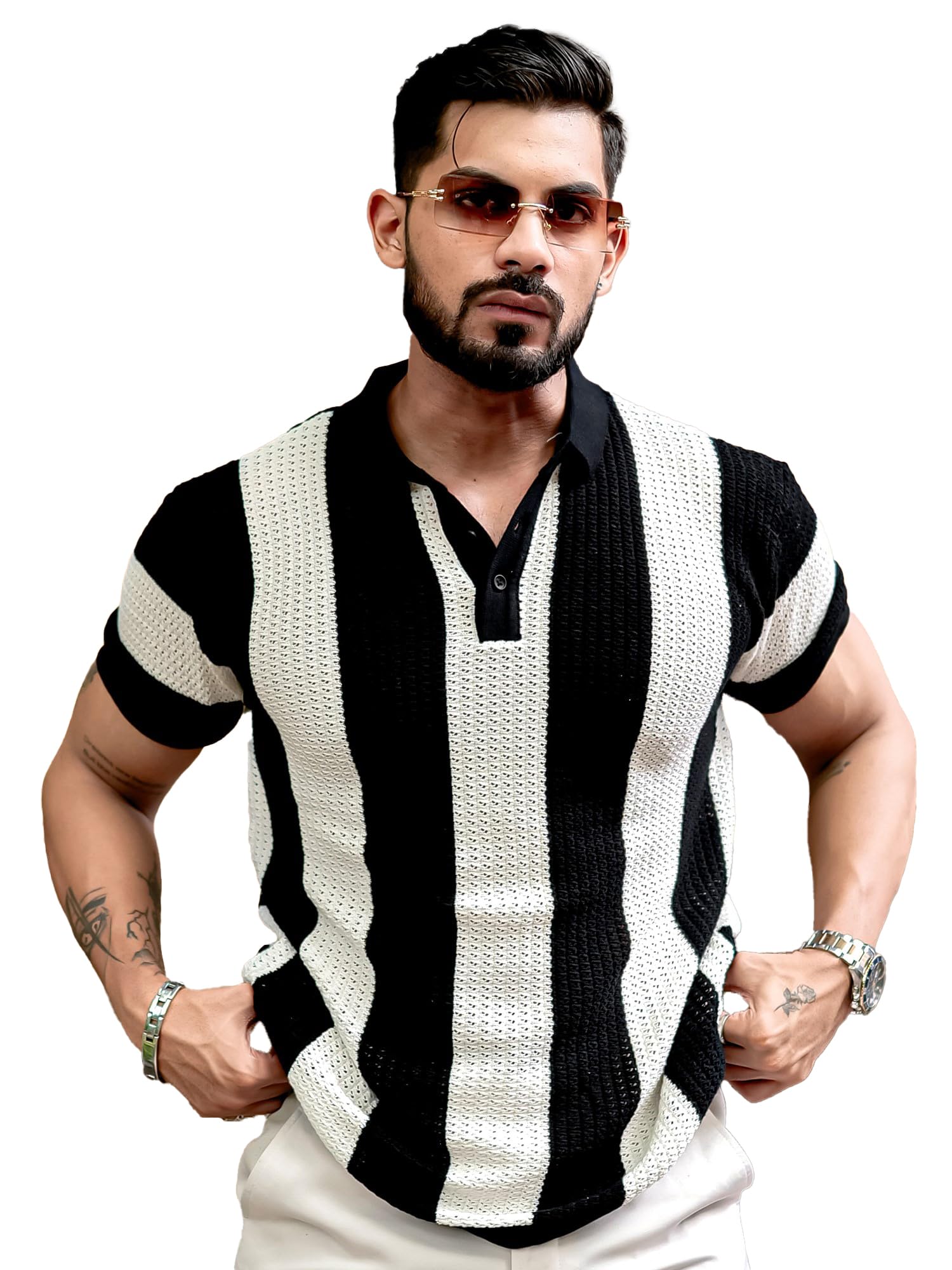 maniac || Mens || Half Sleeve || Aristripe || Flat Knit || Cotton || Polo T-Shirt-picture-22