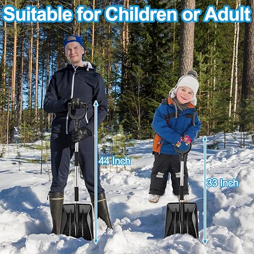 Miniatura 7 de LESOLEIL Kit de pala de nieve, pala de nieve 3 en 1 con raspador de hielo y cepillo de nieve, kit portátil de eliminación de nieve de acero