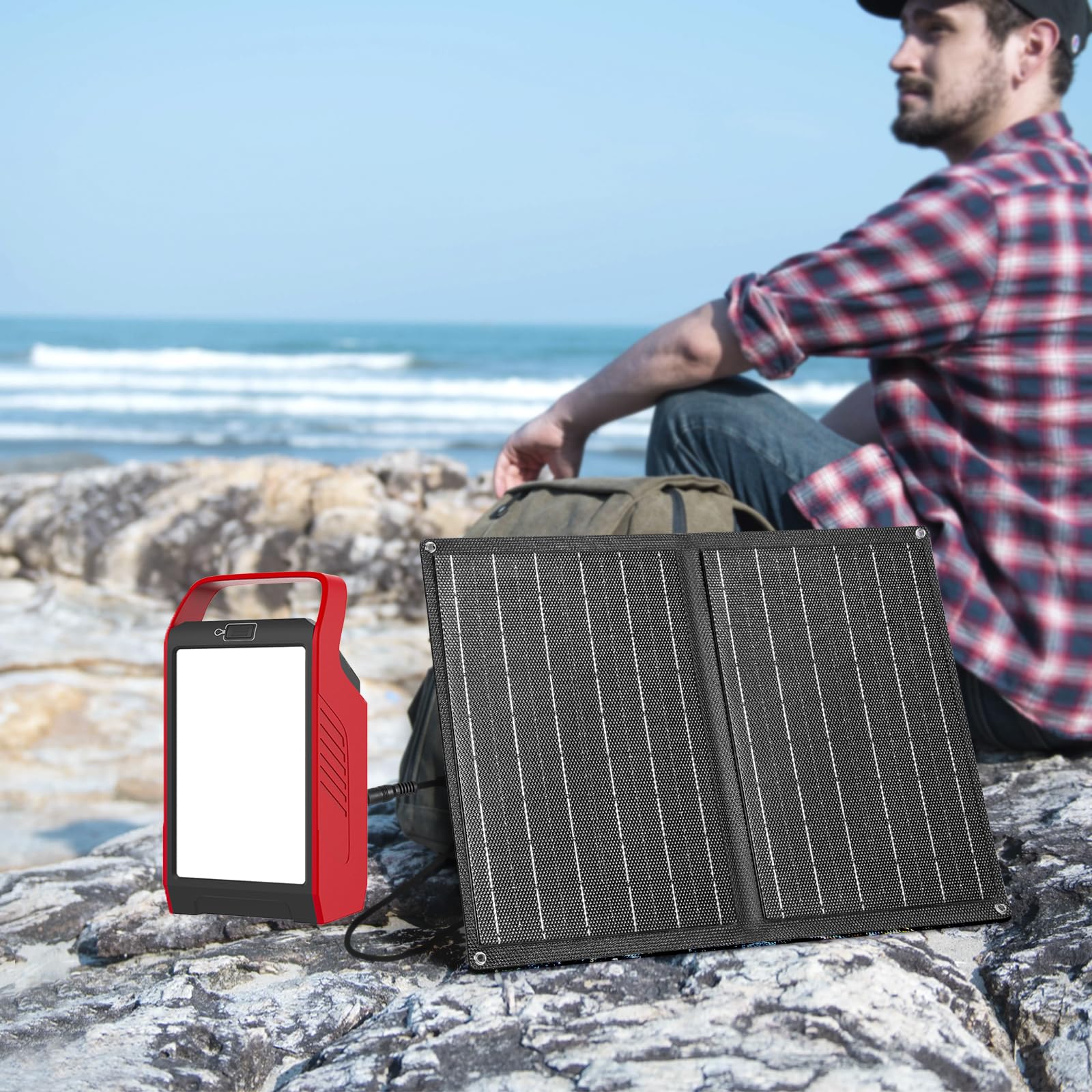 Takki 120W Peak Solar Generator Portable Power Station with Panels 21W Included, 99Wh Solar Power Bank Charger AC Outlet for Camping Emergency Outdoor Tent — view 8