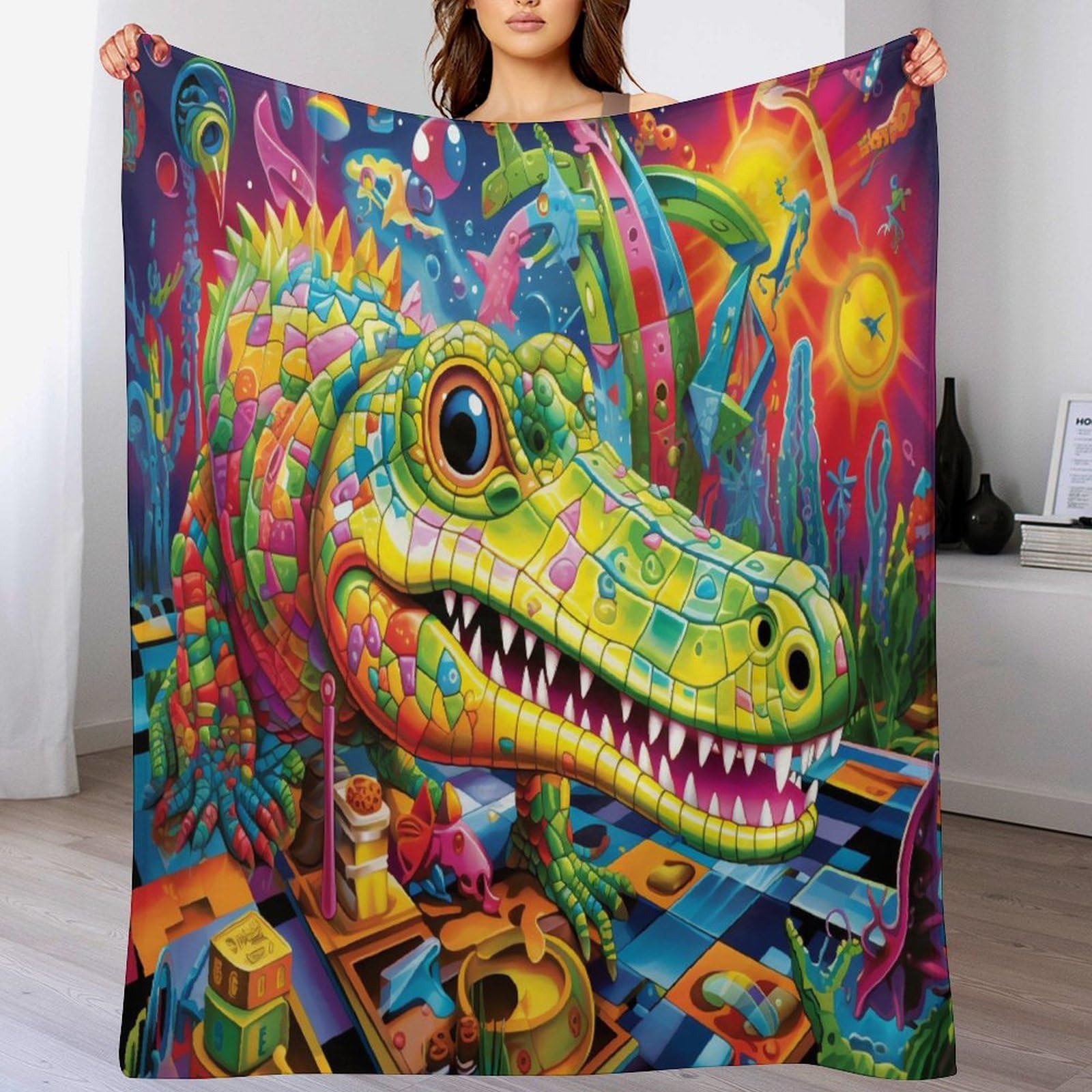 Couverture crocodile chaude en polaire flannel douce et super confortable