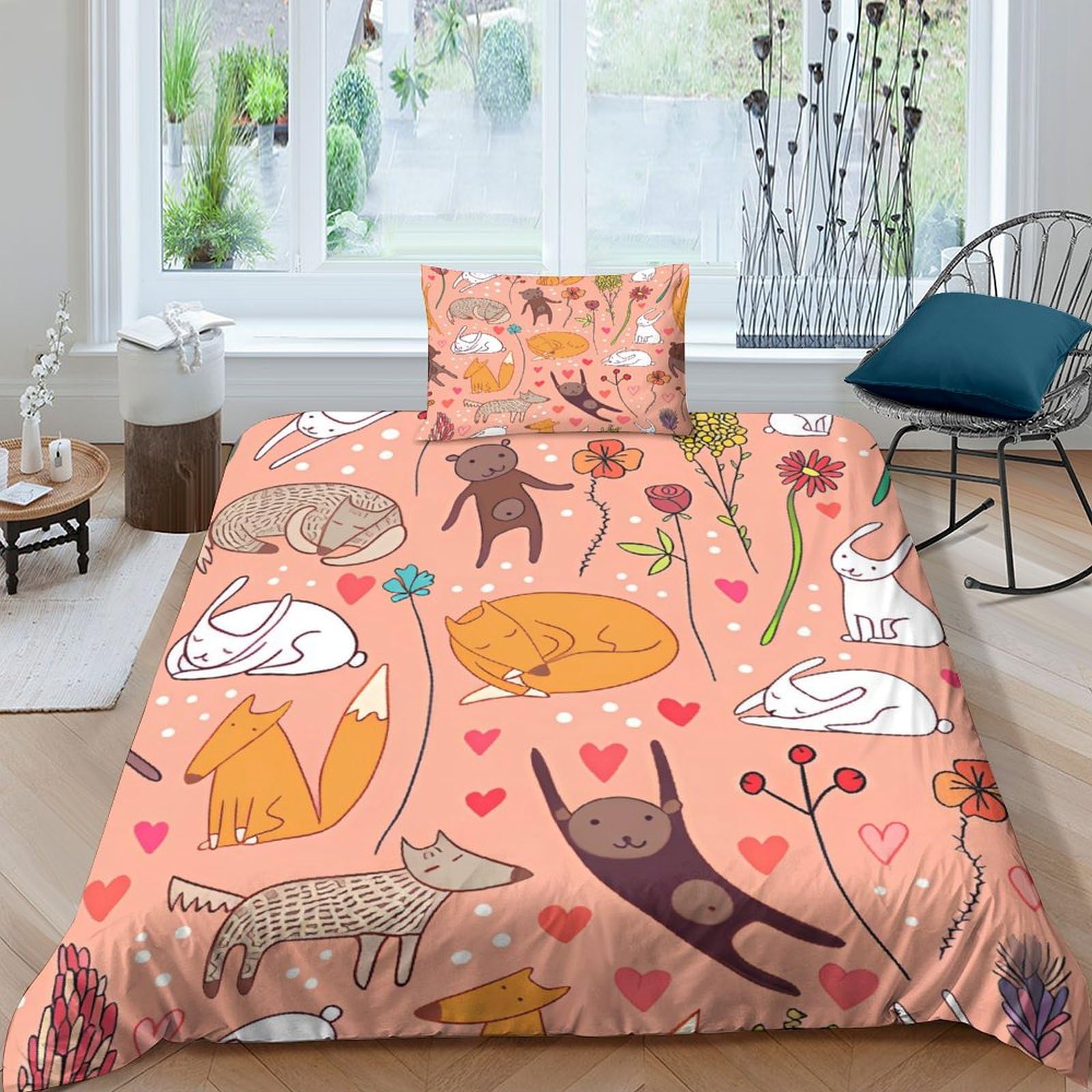Housse de couette avec fermeture éclair en microfibre anti-glissement 135x200