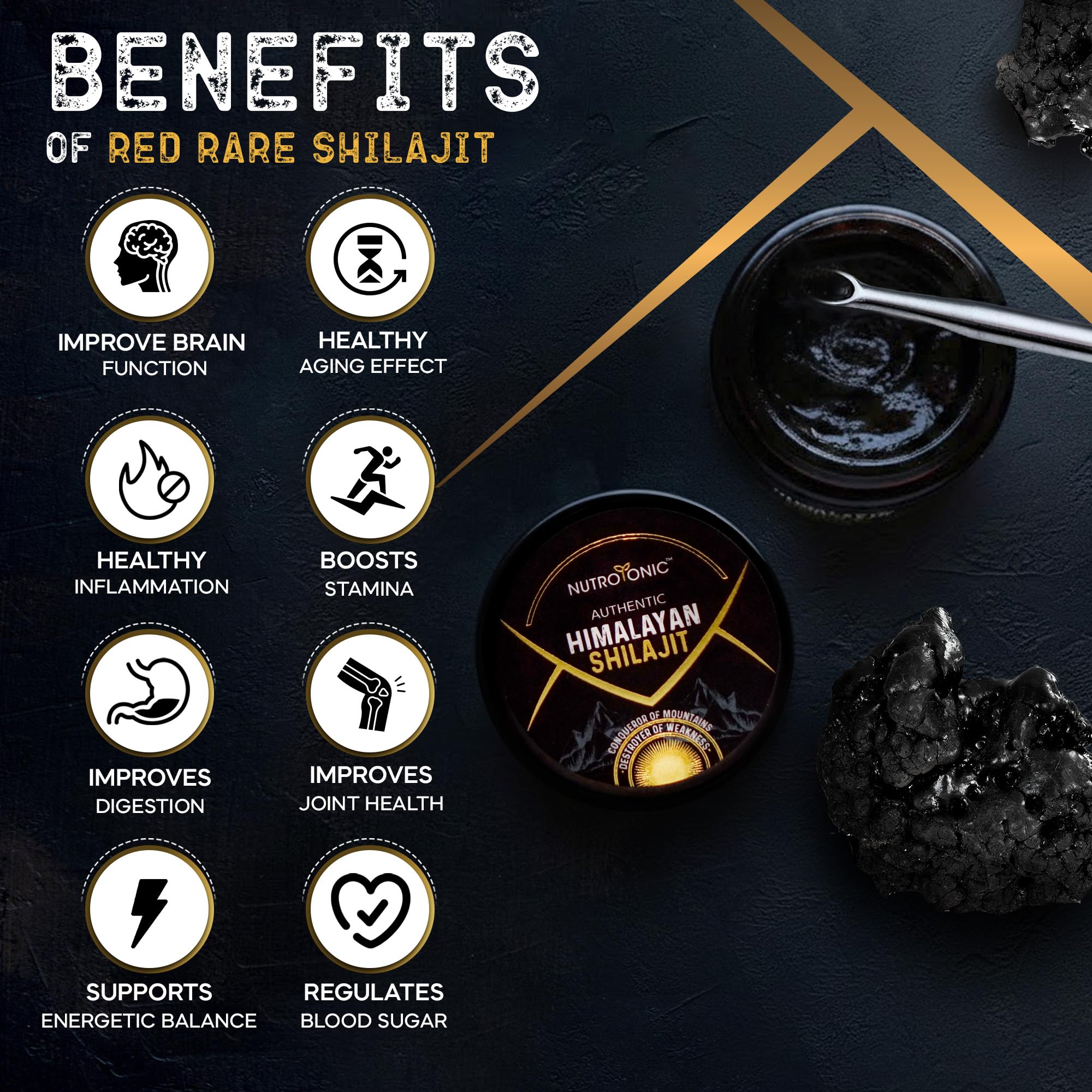 NutroTonic Authentic Himalayan Shilajit | Most Potent 60 Days Sun-Dried | 40X Nano Filtered | 86.7% Fulvic Acid, 8.7% Humic Acid | Ethically Wild Crafted +17000 FT | Premium Red Rare Shilajit — Amazon image 2