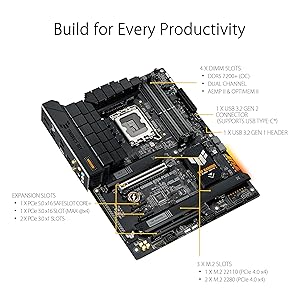 ASUS TUF GAMING B760-PLUS WIFI Intel B760 LGA 1700 ATX motherboard, Ready for 14th, 13th & 12th Gen Intel Core CPU, 12+1+1 Stages, PCIe 5.0, 3x M.2, DDR5, 2.5G, USB 3.2 Type-C, Thunderbolt 4, USB4