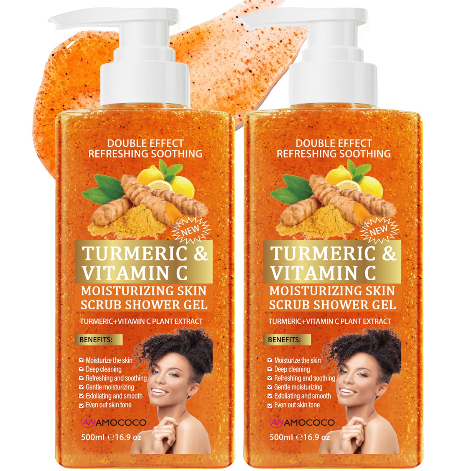Amococo 2Packs Vitamin C Turmeric Body Scrub Body Wash - scrubs and body treatments | Mubboo