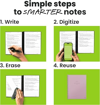Rocketbook New Core Reusable Spiral Notebook, Letter Size 8.5x11, Pink - Lined Pages, App-Connected, Erasable, Durable Cover, Ideal for School, Work, and Creative Projects