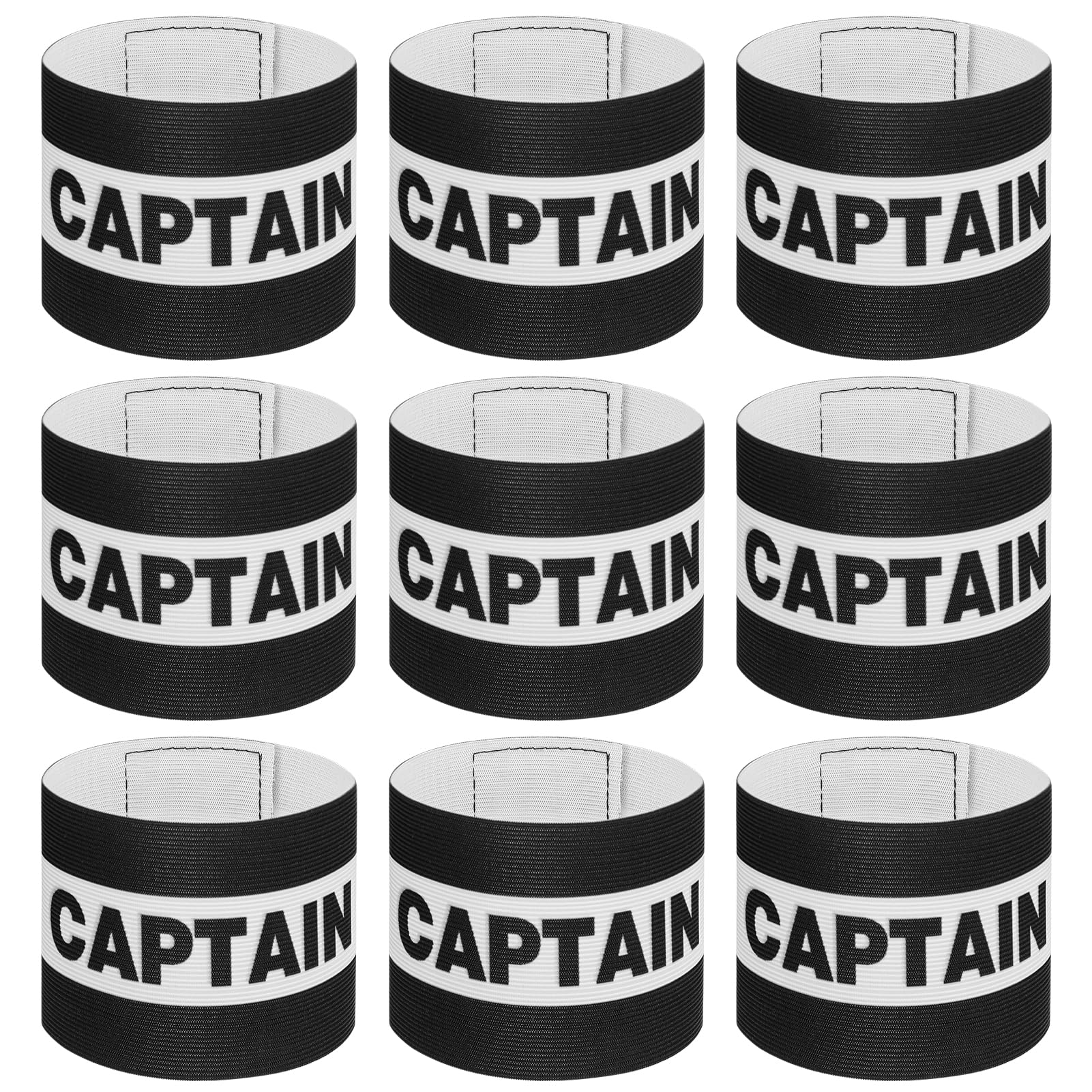 Vyuwast 9PCS Captain Armbands, Adjustable Nylon Soccer Armbands, Breathable Football Captain Bands for Youth and Adults, Sport Armband for Football Rugby Basketball