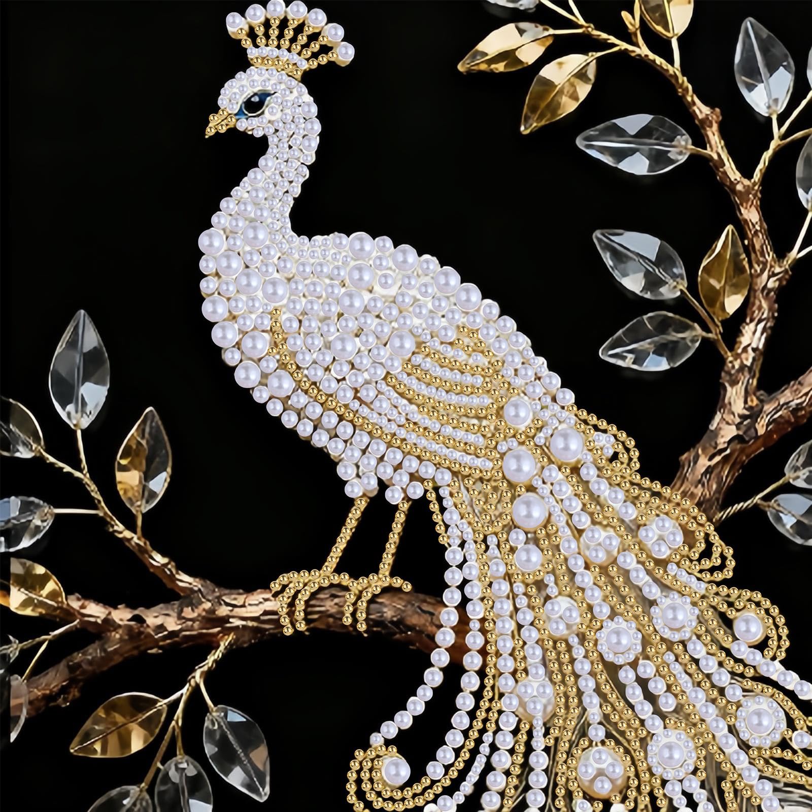 RICUVED 5D Peacock Pearl Diamond Art Kits for Beginners,Animal Diamond Painting Kits for Adults, Crystal Rhinestones Diamond Painting for Home Gift 25x25cm