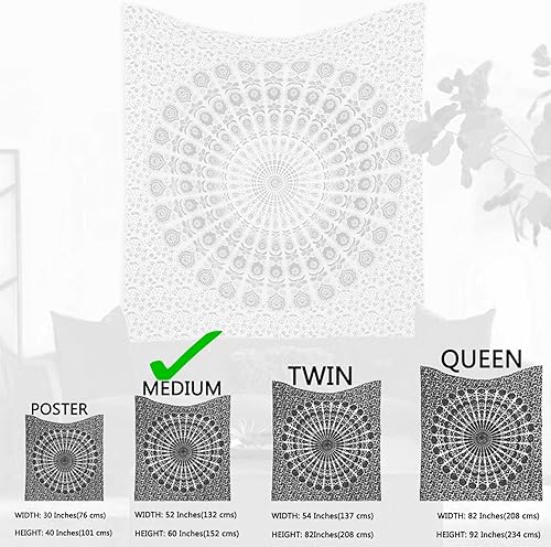 Miniatura 2 de raajsee Tapiz azul turquesa - Tapestrys Mandala para colgar en la pared, tapiz hippie para dormitorio, tamaño estético, tamaño mediano (52 x 60