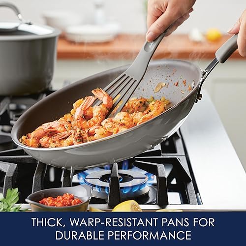 Miniatura 7 de Rachael Ray Cook + Create - Sartén antiadherente, 12.5 pulgadas, color gris