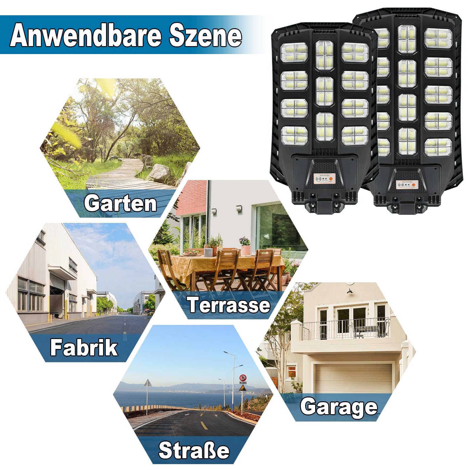 YRHome 400W Solar Straßenlampe Straßenlaterne Wegeleuchte Solarlampen für Außen mit Motion Sensor & Lichtsteuerung IP65,15000 Wasserdicht 8500K 1056 LED mit Fernbedienung für Garten Veranda Park
