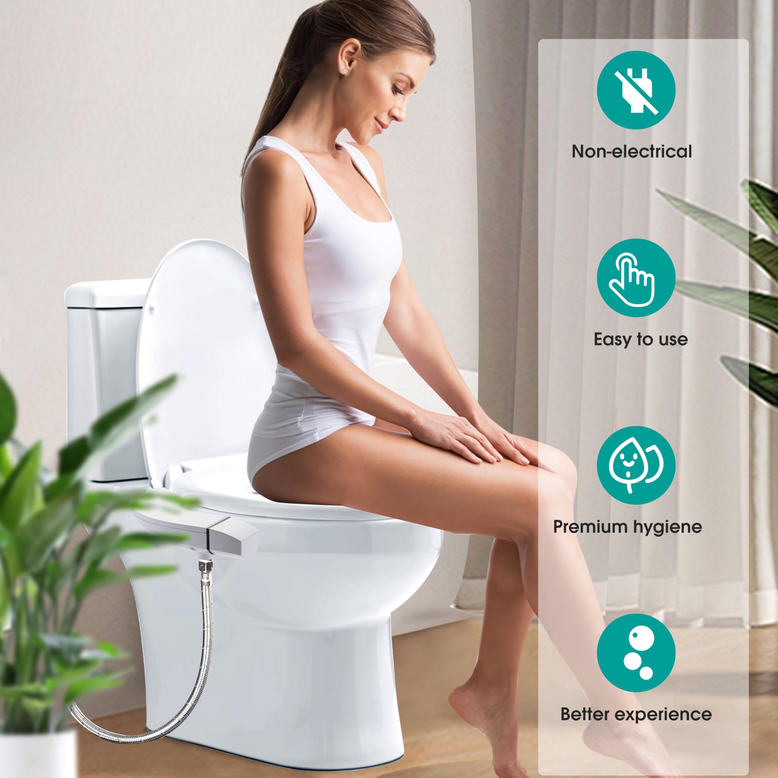 Ultra-Slim Bidet Attachment for Toilet Dual Nozzle Frontal Rear Wash with Self-cleaning Non-Electric Bidet Toilet Seat Attachment with — view 4