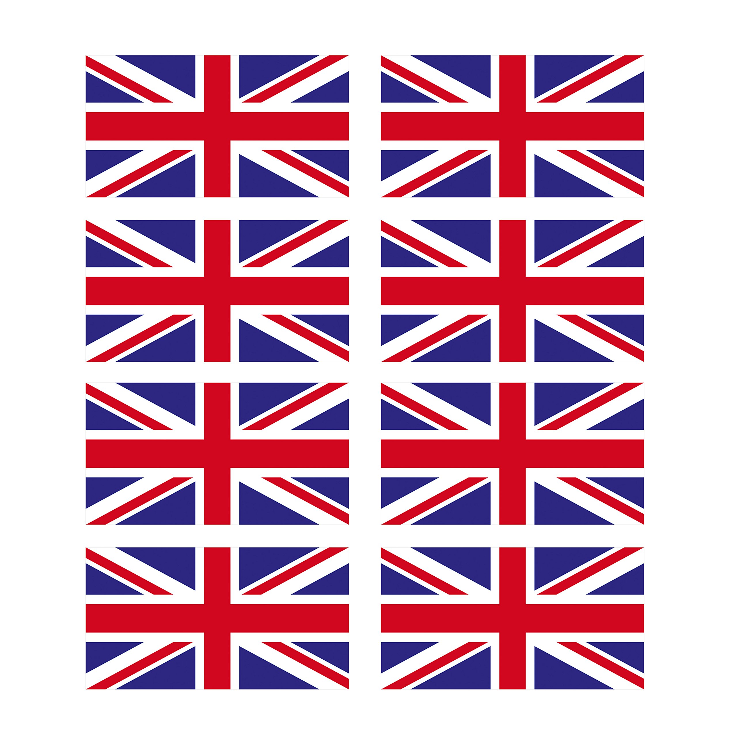 Destinationvinyl Multi 8 X Glossy Vinyl Stickers - Union Jack Small Flag 2.5Cm 25Mm Bike Helmet #0064E (As Shown.)