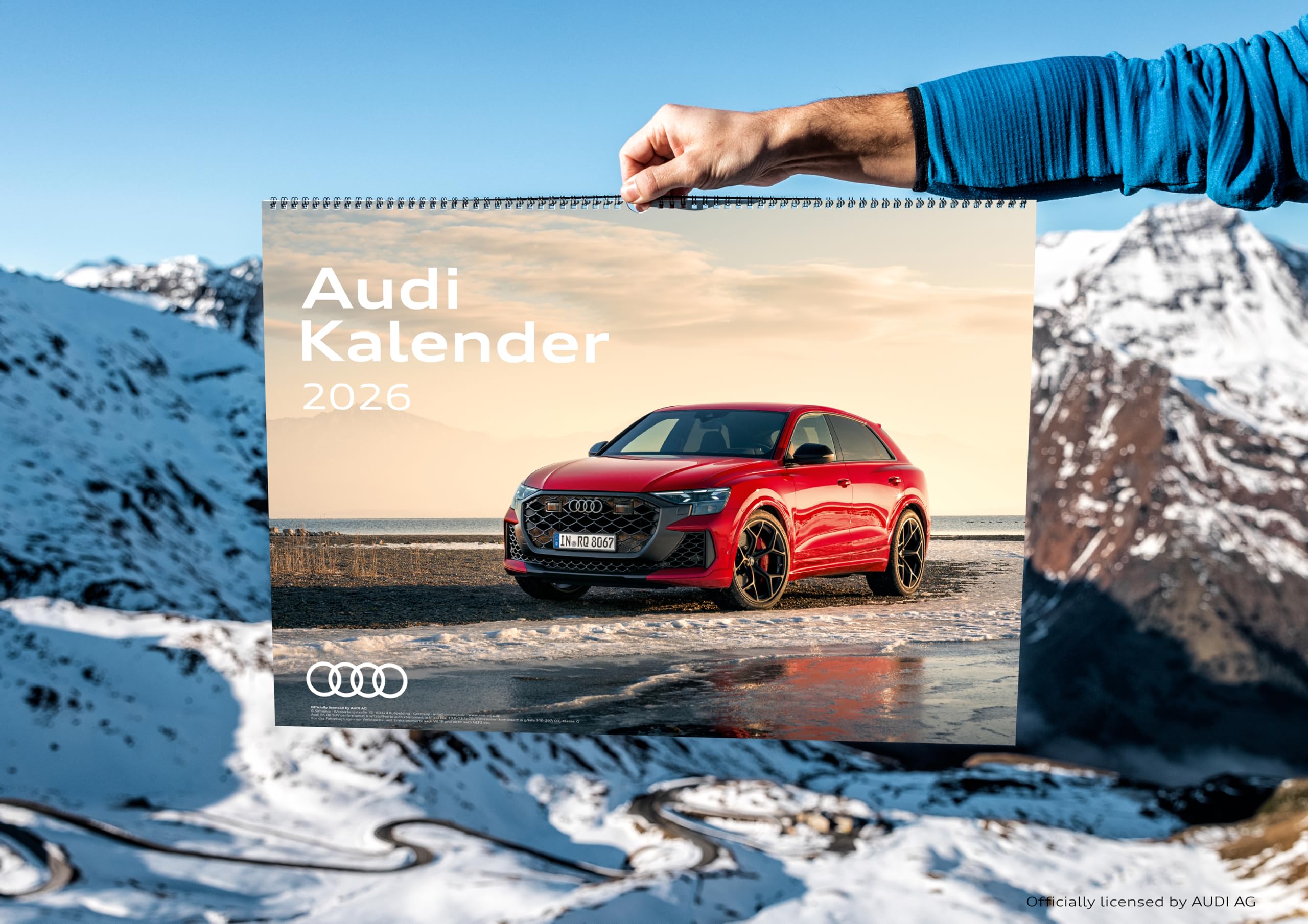 Audi Kalender 2026 DIN A2 60x42cm // Officially licensed by AUDI AG // TTRS RS3 RS4 RS5 RS6 RS7 R8 RSQ8 etron/Audi Sport/Premium Auto Wandkalender