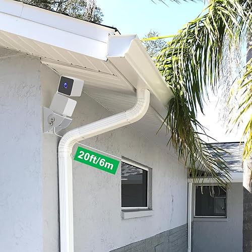 Miniatura 8 de Uogw Paquete de 2 adaptadores de corriente compatibles con WYZE Cam Pan V3, con cable de alimentación de 90 grados y 20 pies de largo para WYZE Cam