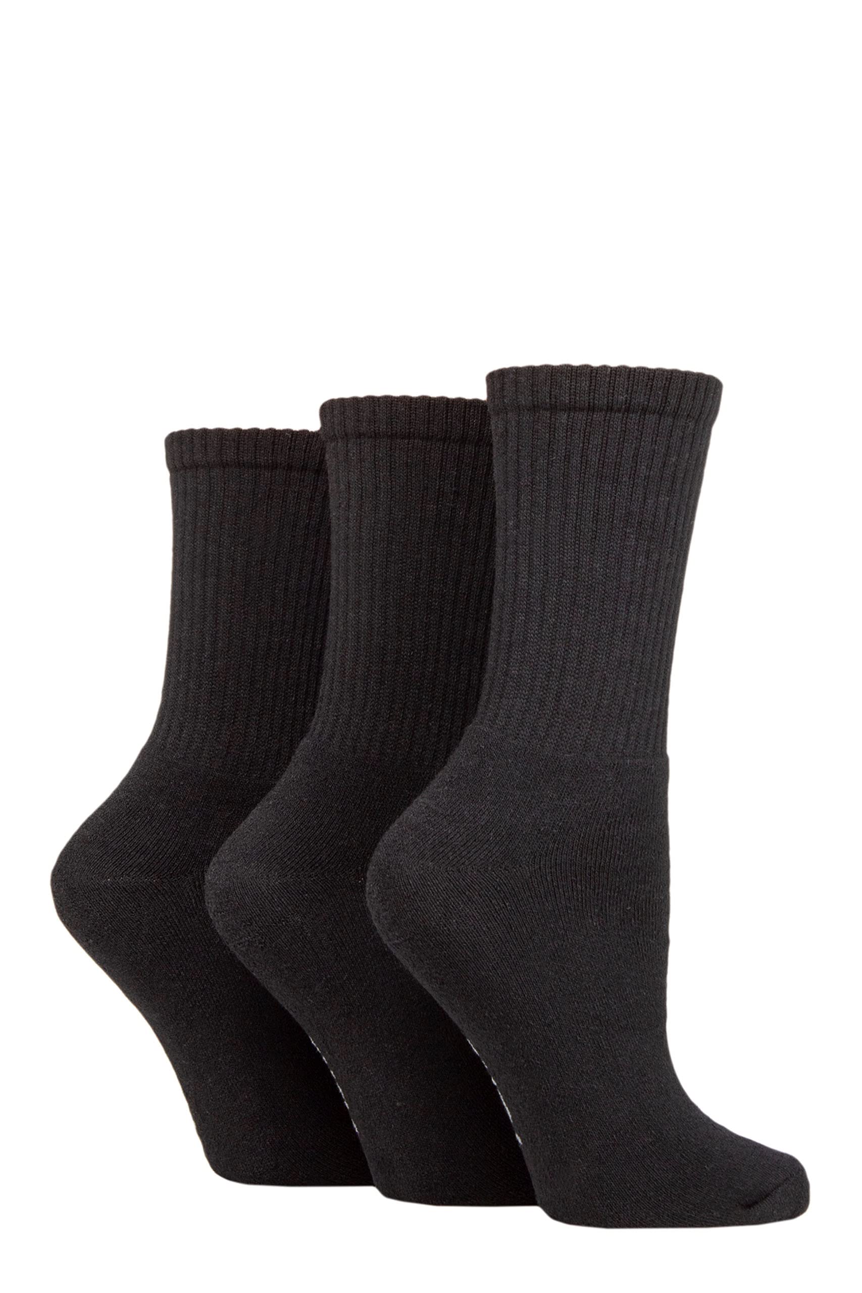 TORE Womens Sports Socks Crew Length Plain Ribbed 100% Recycled Cotton Pack of 3