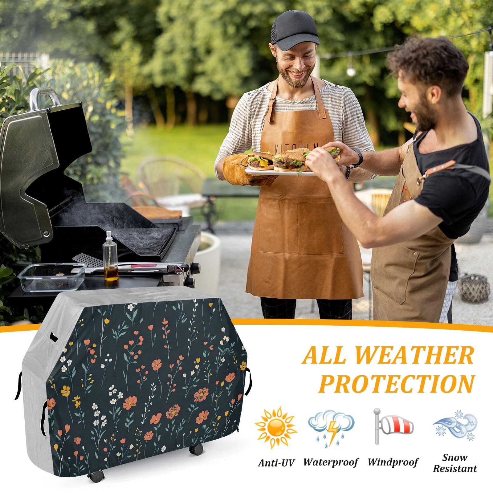 Florals - Copertura per barbecue, impermeabile, resistente, per esterni
