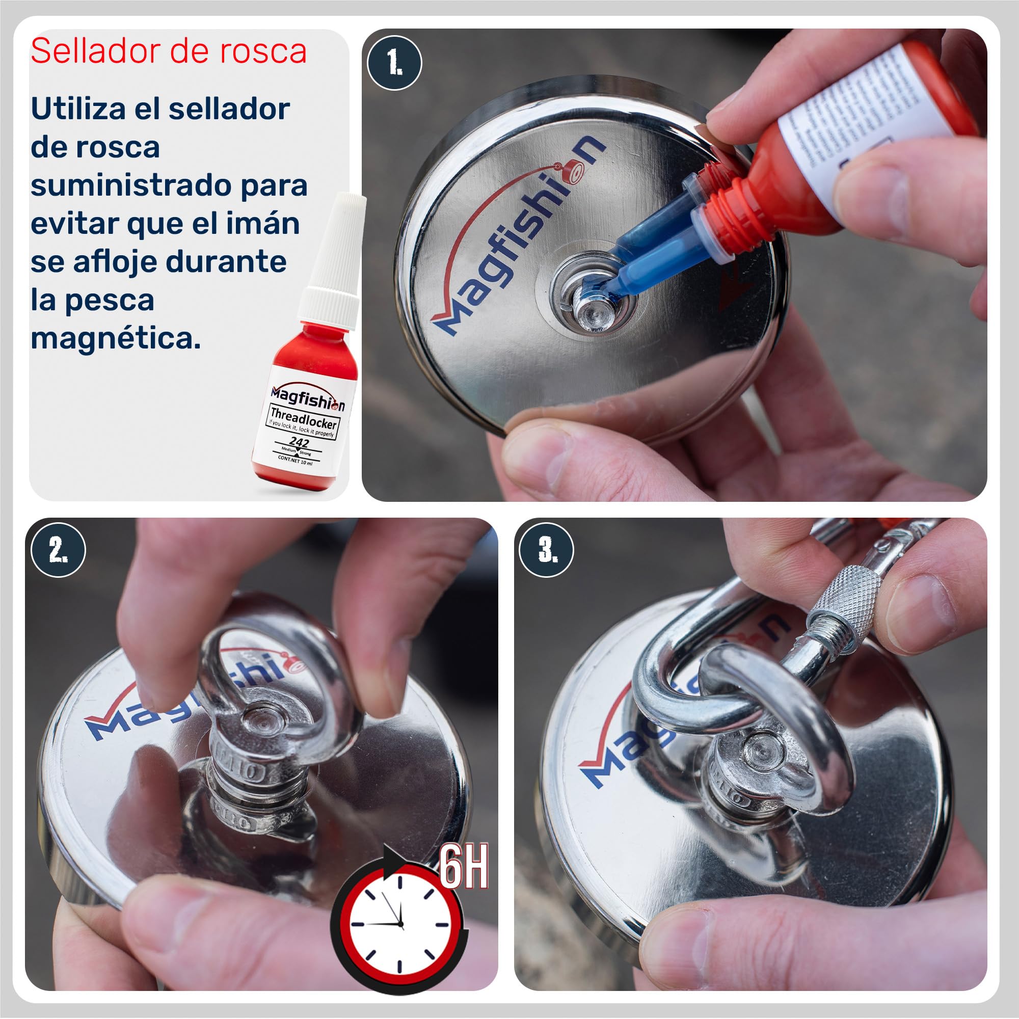 MAGFISHION Juego de Pesca Magnética - Fuerza de Atracción 625KG - Ø120mm - Imanes Neodimio Potentes con 2 Cuerdas & Guantes - Iman de Neodimio