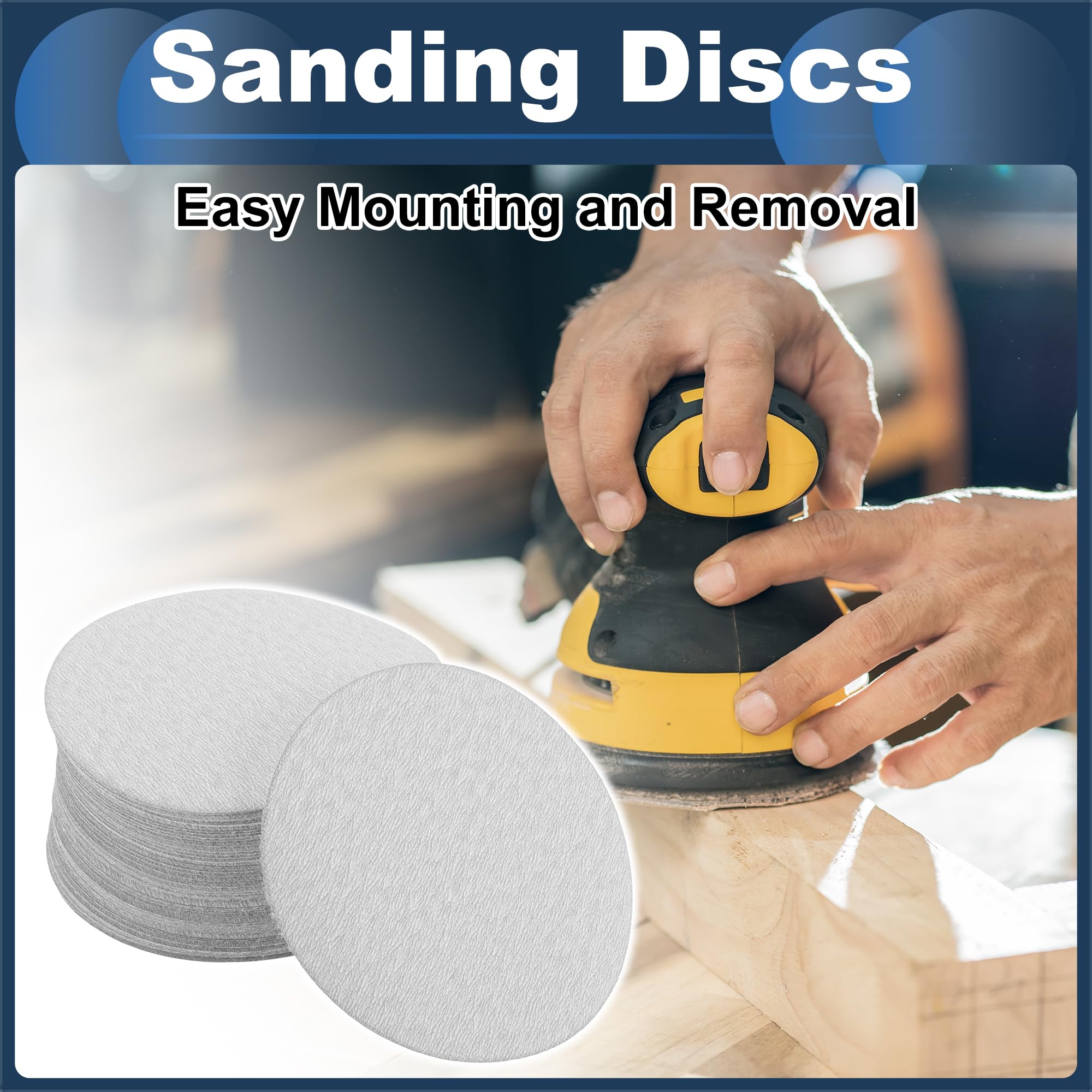 INFINAUTO Sanding Discs, 3.94" 1000 Grit Automotive Repair Round Hook and Loop Sandpaper Aluminum Oxide White, 50 Pcs - Image 2