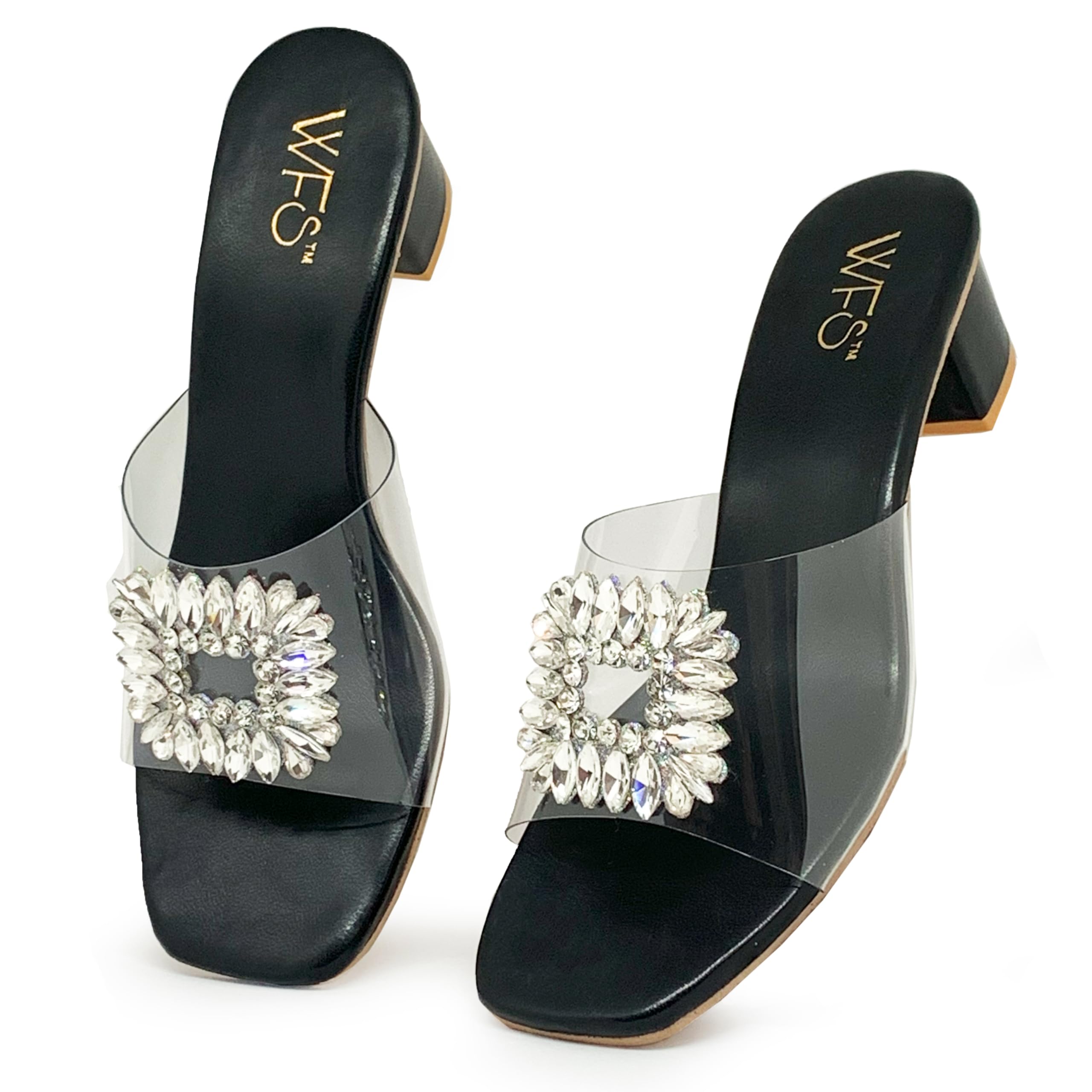 WFS Women 2 Inch Heel With Transparent Strap for Party Sandal,Black,41 (B0CVH38VTG) Amazon Price History, Amazon Price Tracker