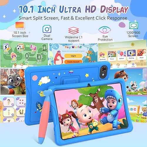 Miniatura 3 de Tablet para niños, tableta Android 15 para niños de 3 a 7 años, control parental, aplicaciones educativas preinstaladas, incluye funda protectora
