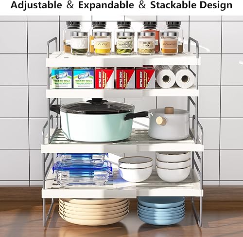 Miniatura 6 de 1Easylife Juego de 2 organizadores de papel de aluminio y plástico, almacenamiento de despensa de cocina expansible, organizadores de gabinete de