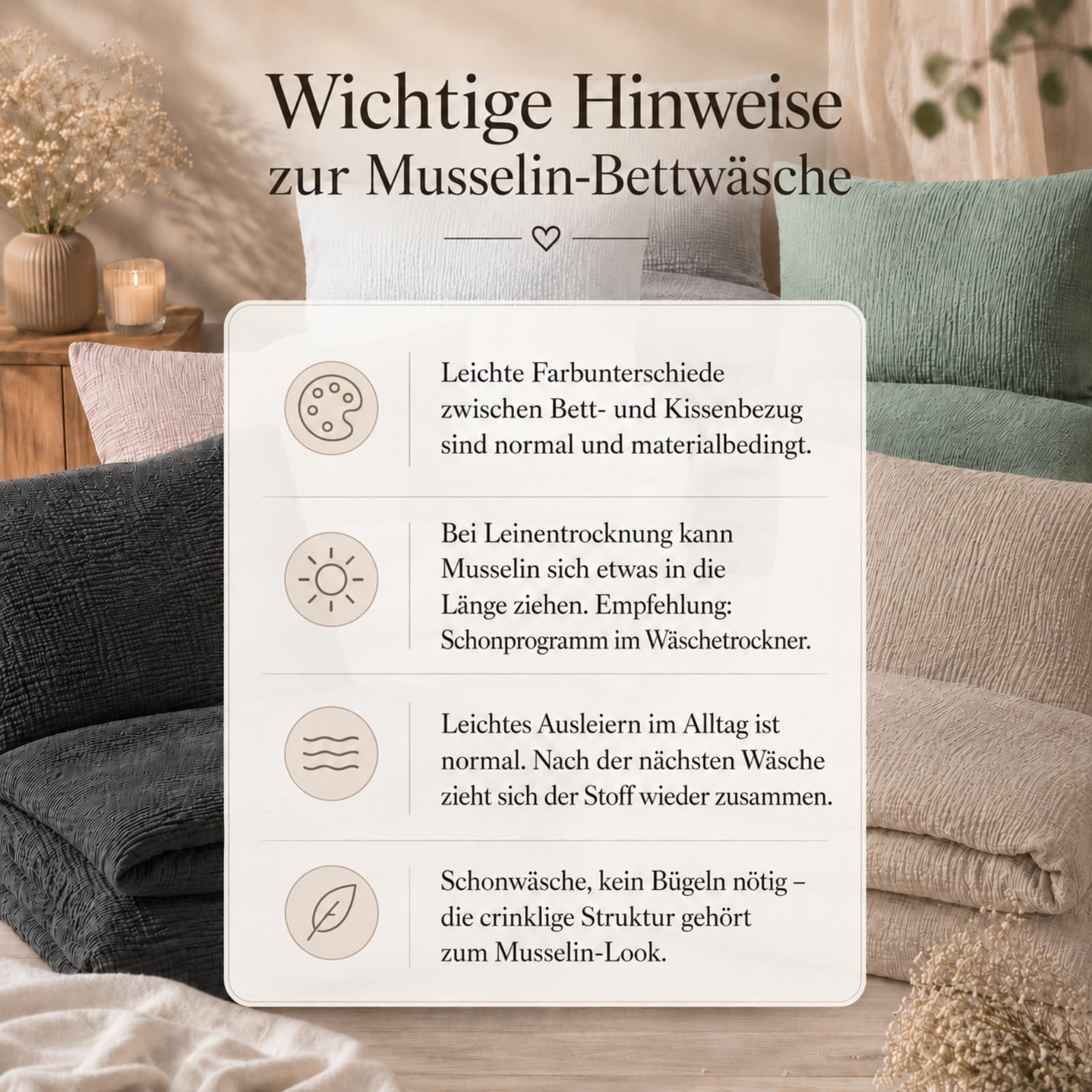 PremiumShop321 Pościel muślinowa Pure Hug, 1 sztuka, 100% bawełna, 135 x 200 + 80 x 80 cm, kolor naturalny