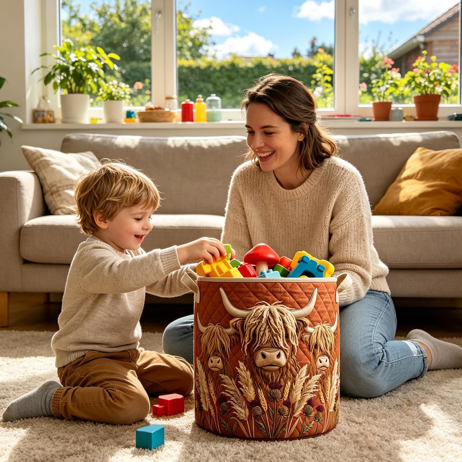 Gesteppter Aufbewahrungskorb | Großer dekorativer Organizer | Gesteppte Wäschekörbe Mit Griffen | für Snacks, Puppen, Bücher, Kleidung, Wohnzimmer, Dusche, Wohnheim, Apartment und Schlafzimmer