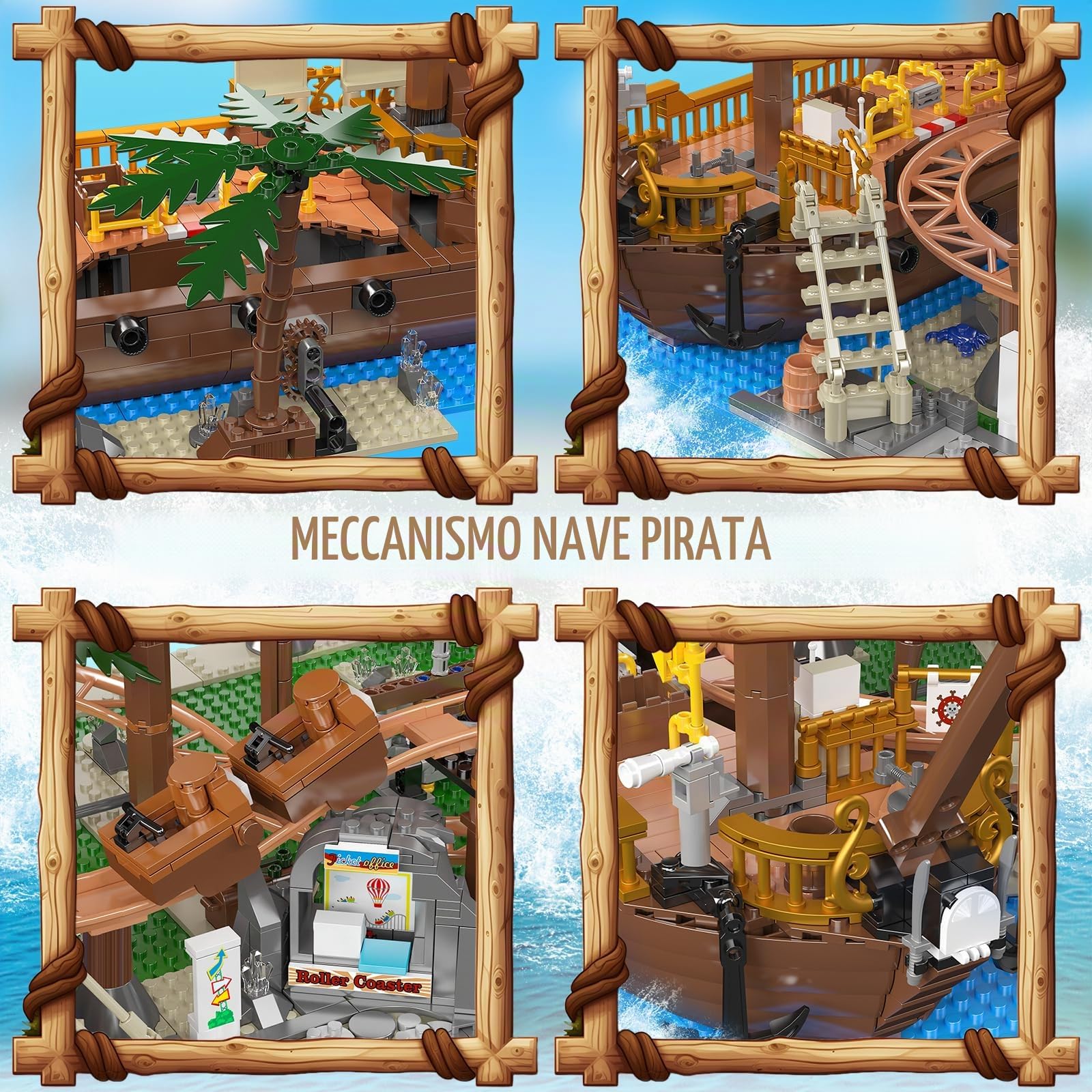 Mould King 11013 - Kit per montagne russe per adulti con nave pirata, 2174 pezzi