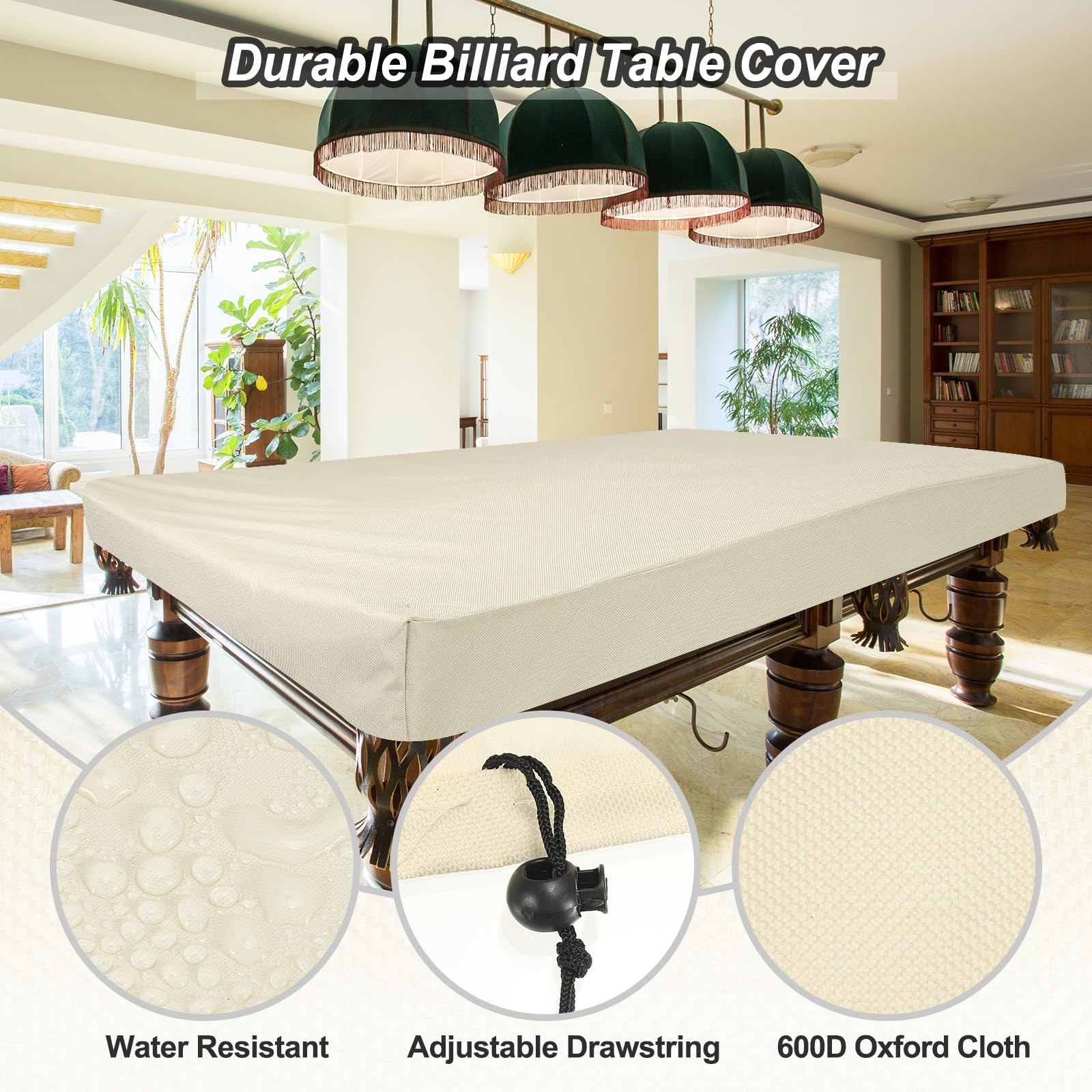 PATIKIL Billiard Pool Tischabdeckung 9 Fuß Oxford Wasserdichte Outdoor Indoor Staubdichte Billard Tischabdeckung Billard Zubehör Zum Schutz Von Pool Tisch Zuhause Club Bar Prosecco