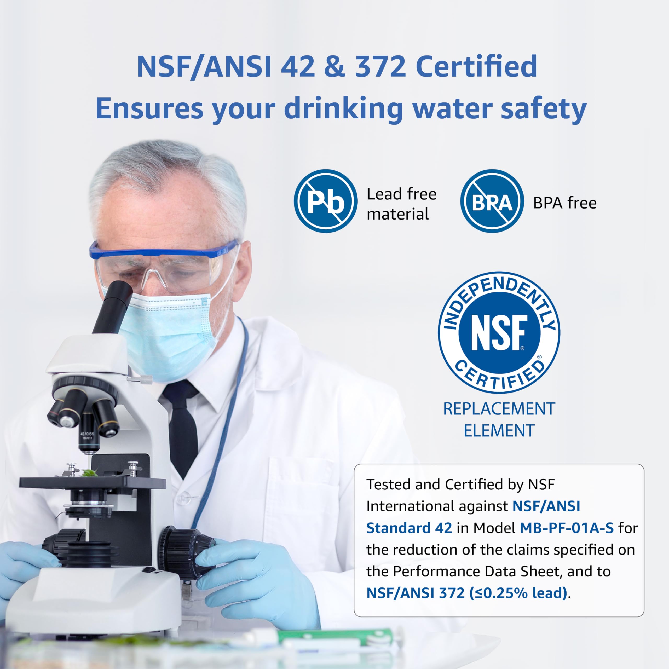 Maxblue Wasserfilterkartuschen, Ersatz für Waterdrop WD-PF-01A Plus, kompatibel mit WD-PT-05, WD-PT-07, WD-PT-04, reduziert PFOA/PFOS und Chlor, hält bis zu 3 Monate oder 200 Gallonen (3er-Pack)