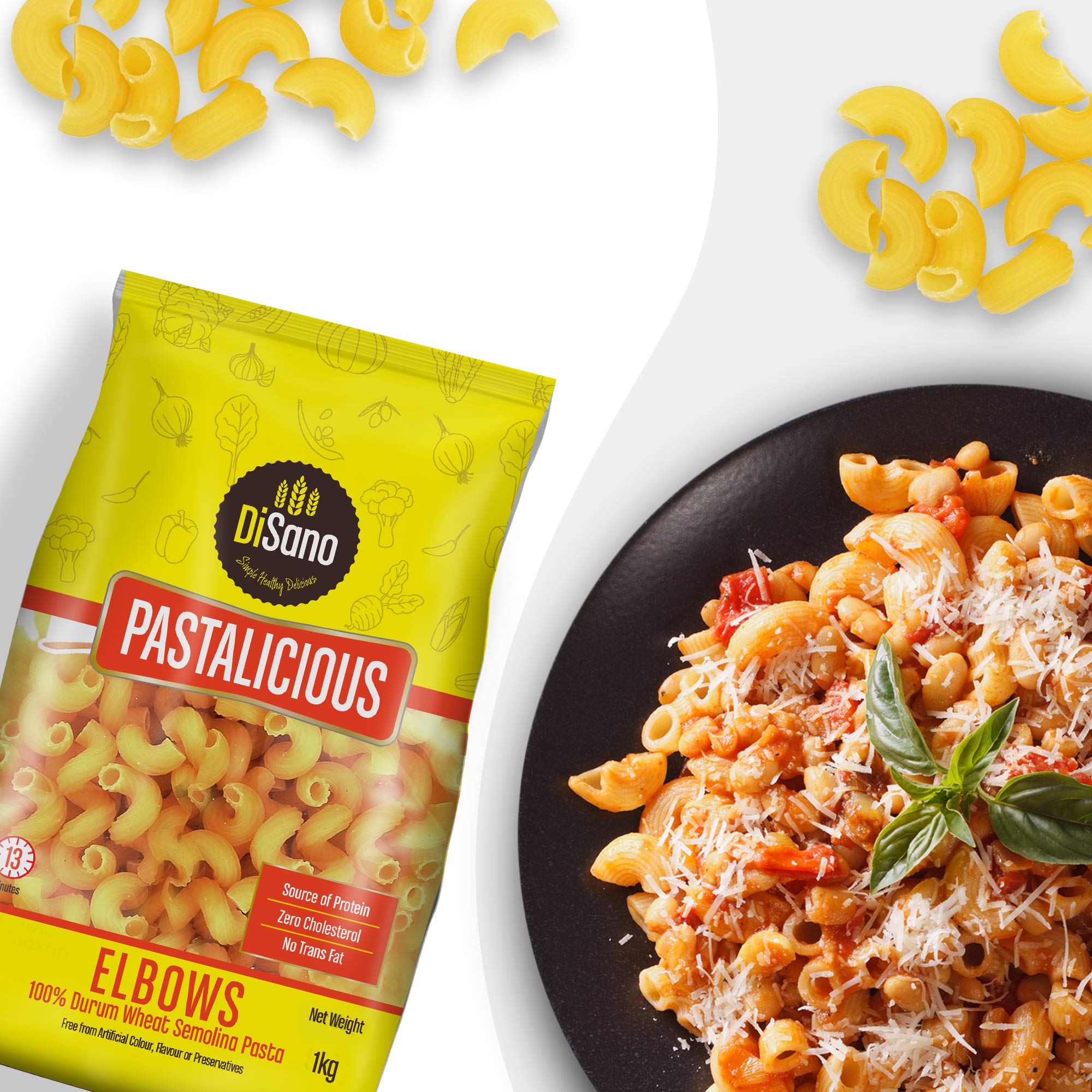 Disano Pastalicious 100% Durum Wheat Macroni Pasta, Elbow, 1Kg & Pastalicious 100% Durum Wheat Penne Pasta, 1Kg 1