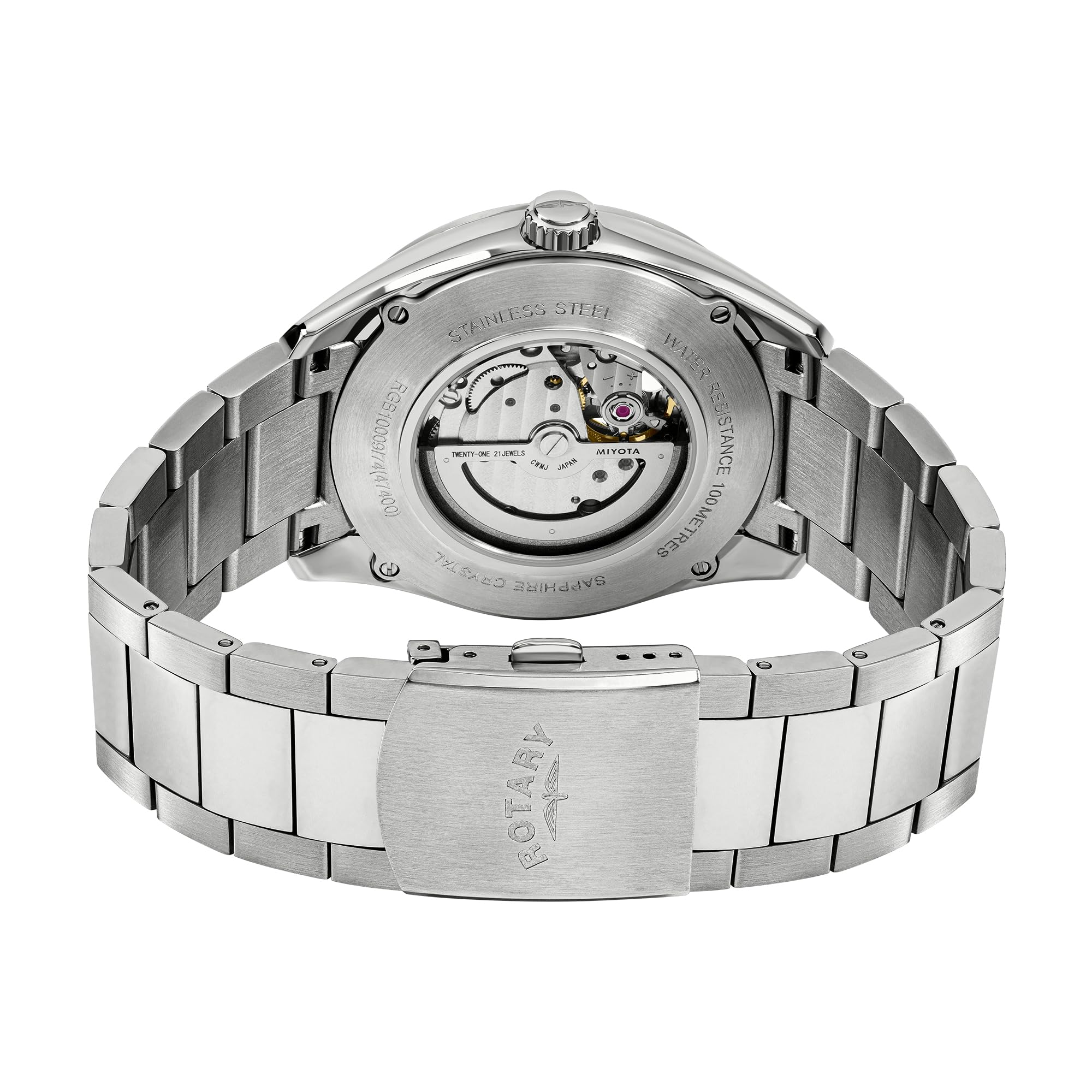 Rotary Seamatic Eclipse - Orologio da polso da uomo, resistente all'acqua fino a 100 m, placcato in oro rosa e argento