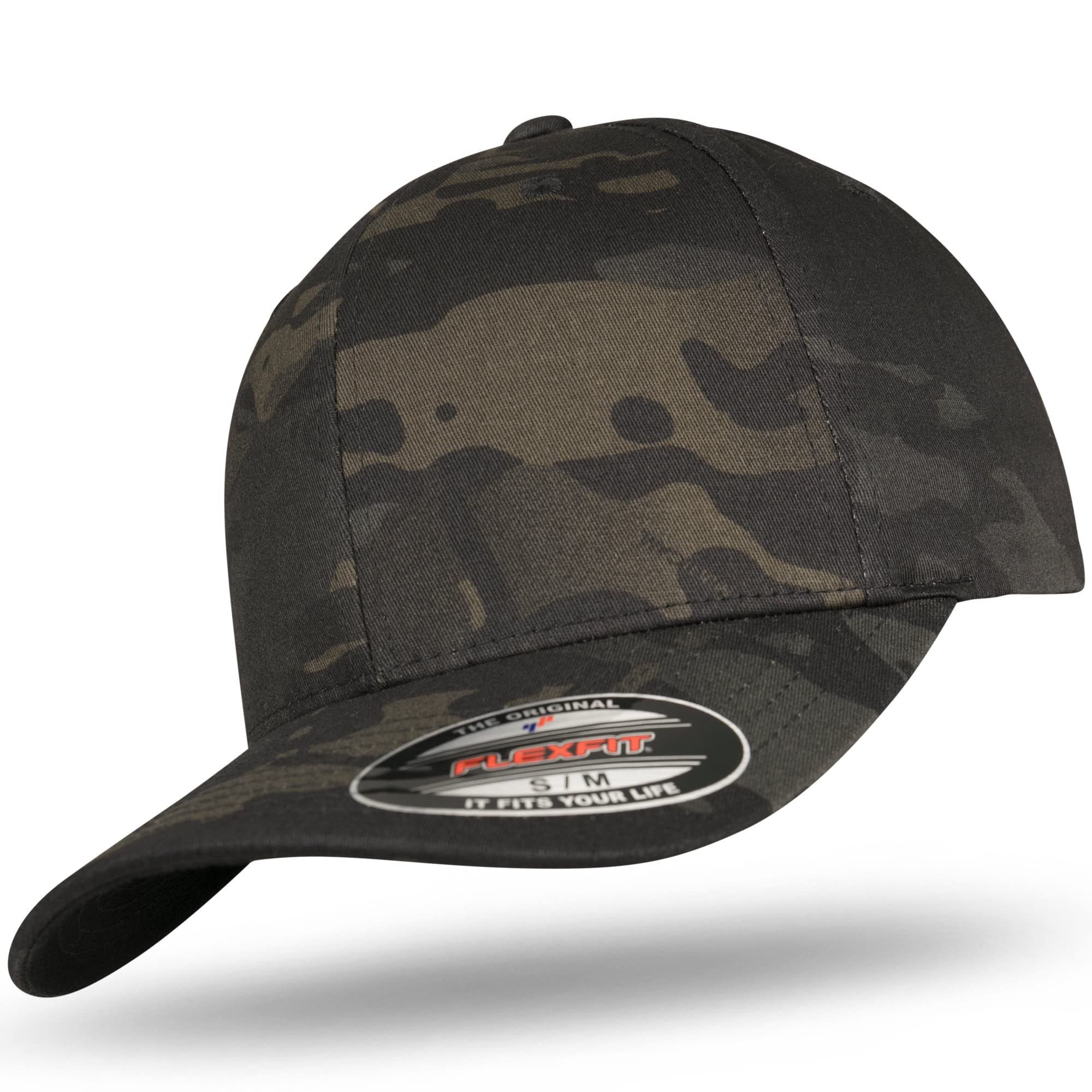 Flexfit Baseball Cap in Bundle with UD Skull Bandana in Many Colours, Multicam Black, L/XL