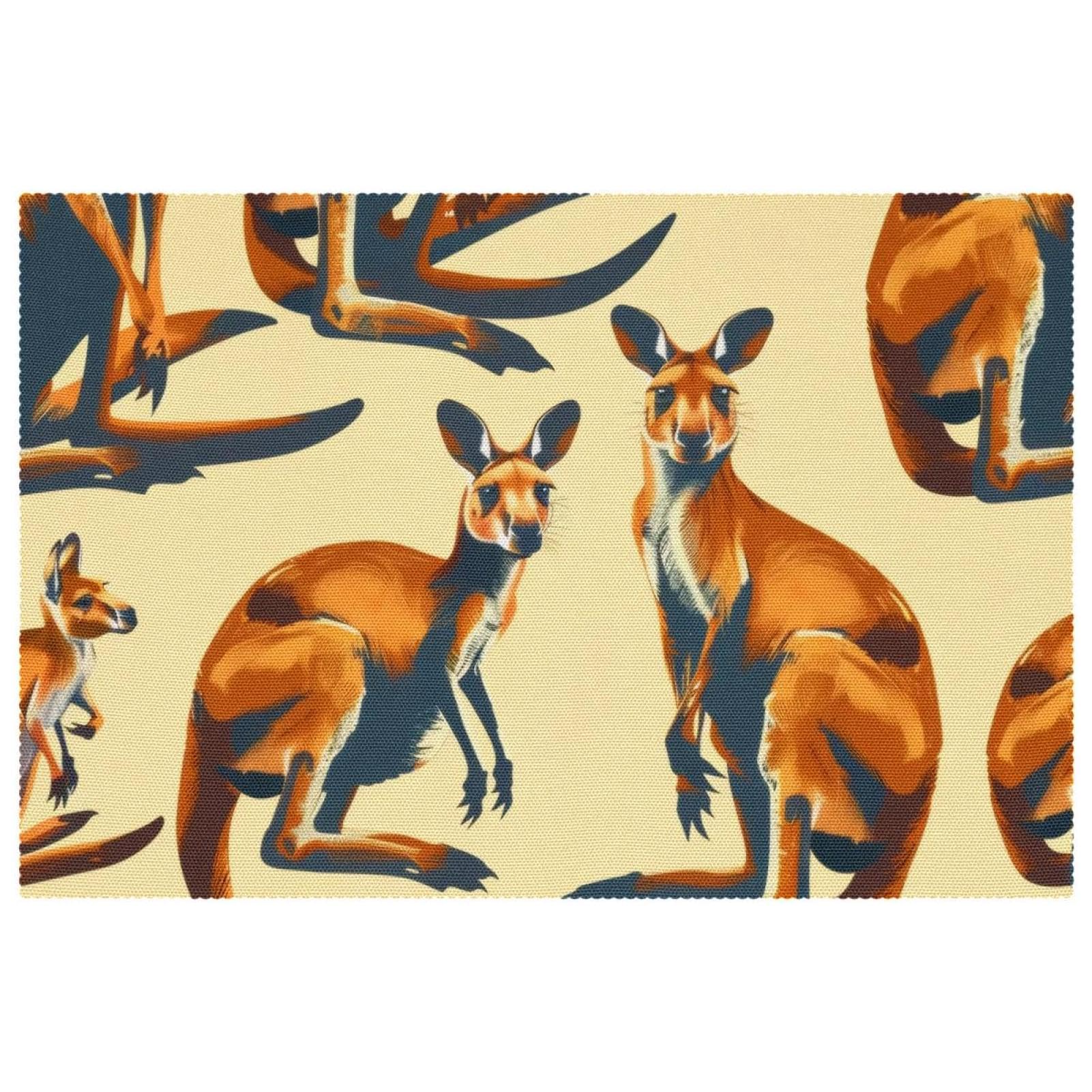 Set de table kangourou australien anti-rayure et anti-glisse pour table bois