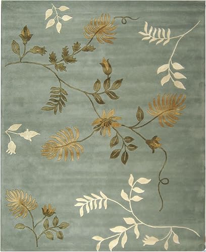 Miniatura 17 de SAFAVIEH Soho Collection SOH313A - Alfombra cuadrada de lana y viscosa de 8 pies, hecha a mano, color azul claro Azul/claro,Marrón,Gris oscuro,Gris