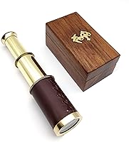 Vista 1 de 5MoonSun5 Telescopio de cristal espía de latón náutico con caja, latón (cuero marrón)