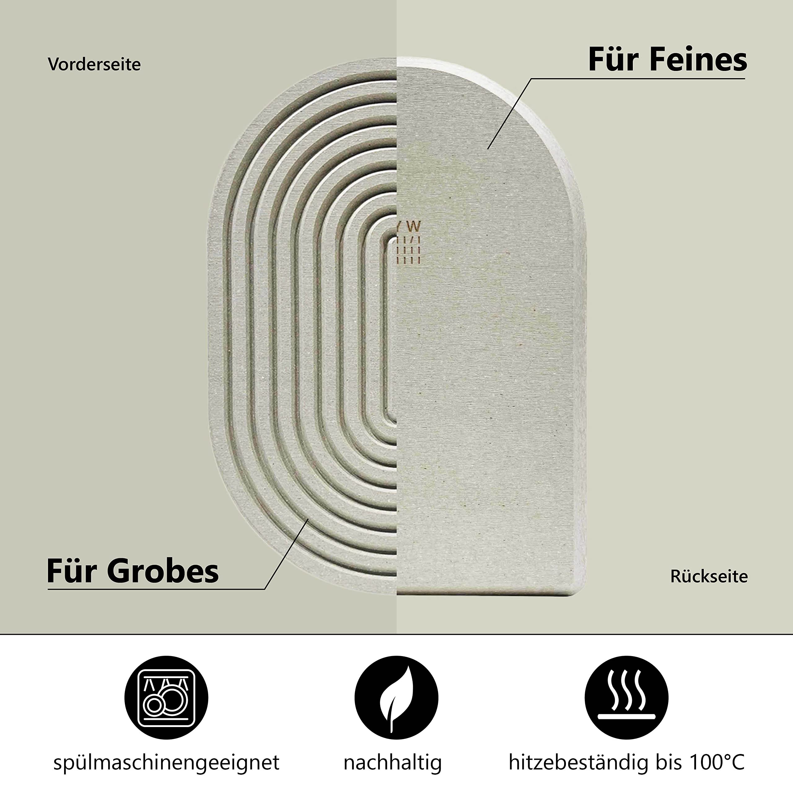 WYE Schneidebrett klein - Curve in Seidengrau (Grau) - Design Küchenbrett multifunktional & nachhaltig spülmaschinenfest - auch als Käsebrett Wurstplatte - aus Holz-Werkstoff Neolign - 26x18cm