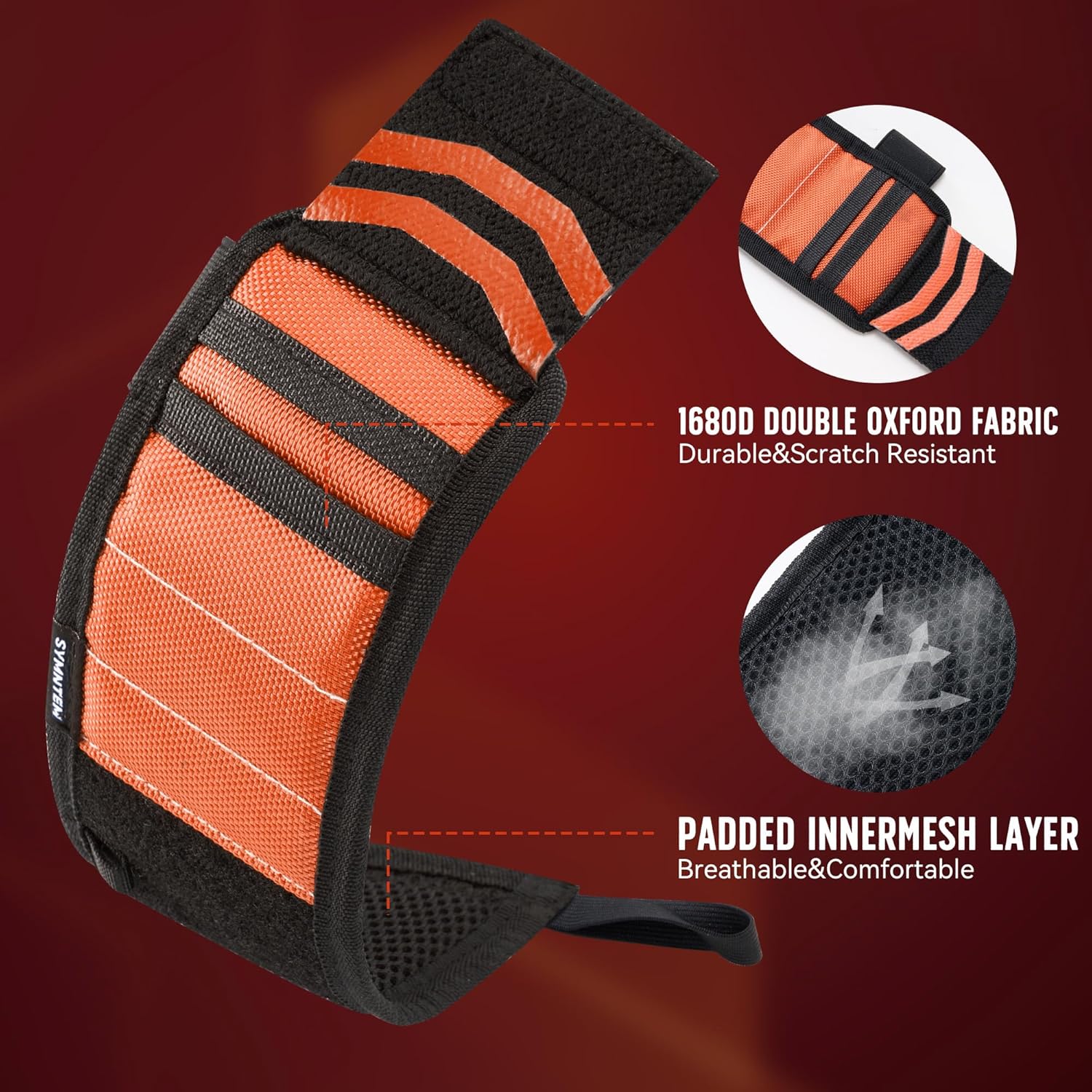 ランヤード マグネットリストバンド ツール用 クリスマスギフト 軽量 1680D ダブルオックスフォード生地 超強力マグネット12個