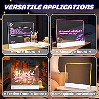 Vista 9 de Tablero de notas LED, tablero de dibujo LED Lumiboard de 13.7"x10" para niños, tablero acrílico recargable de borrado en seco con luz, soporte y 12